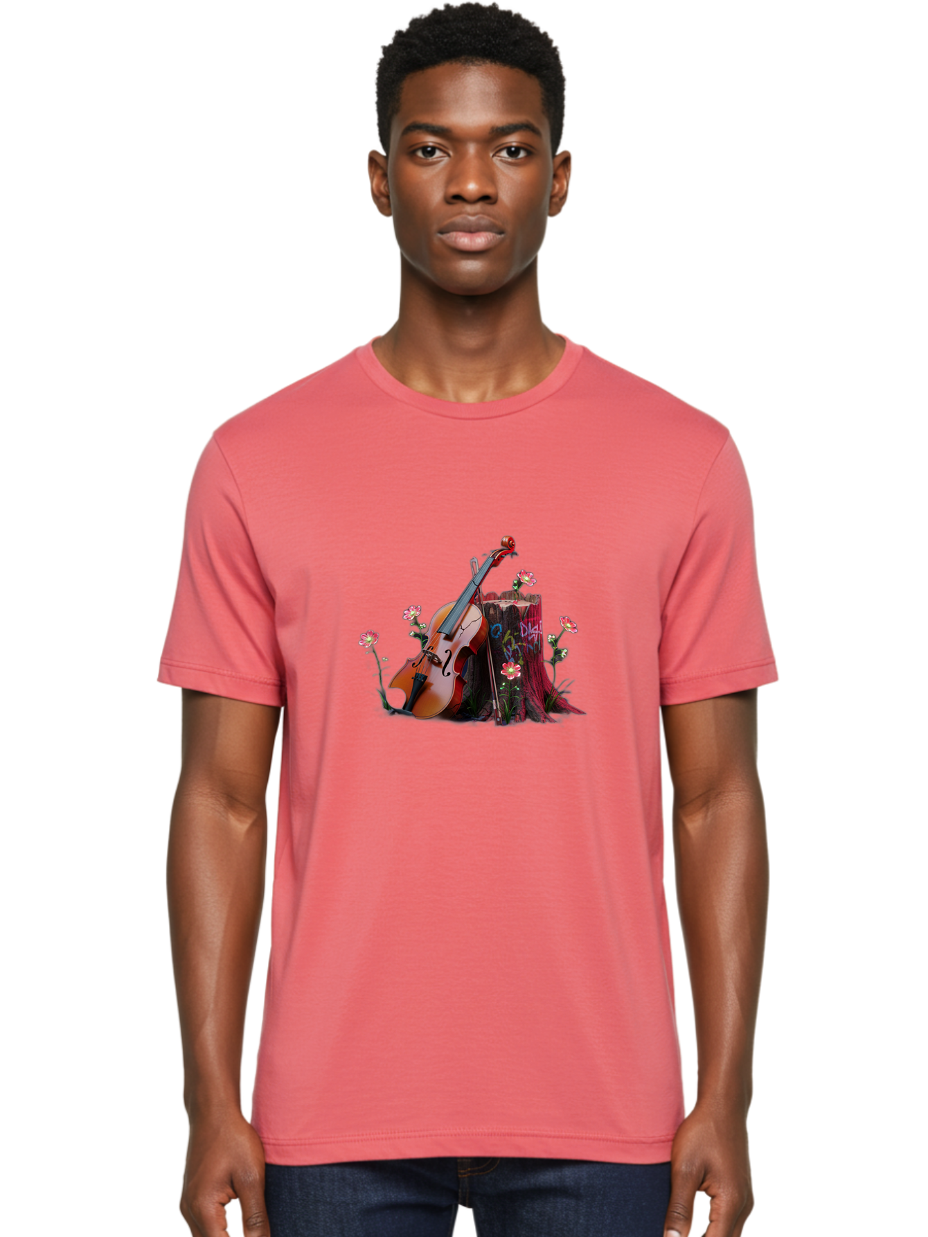 Violin-On-Tree-Stump-5 Men'S Graphic Tee, 100% Cotton, Comfortable Casual Summer Wear, Machine Washable, Vintage Camera, Old Camera, Antique Camera, Black Camera, Classic Photography, Photography Equipment, Nostalgic Device, Film Camera, Baj855