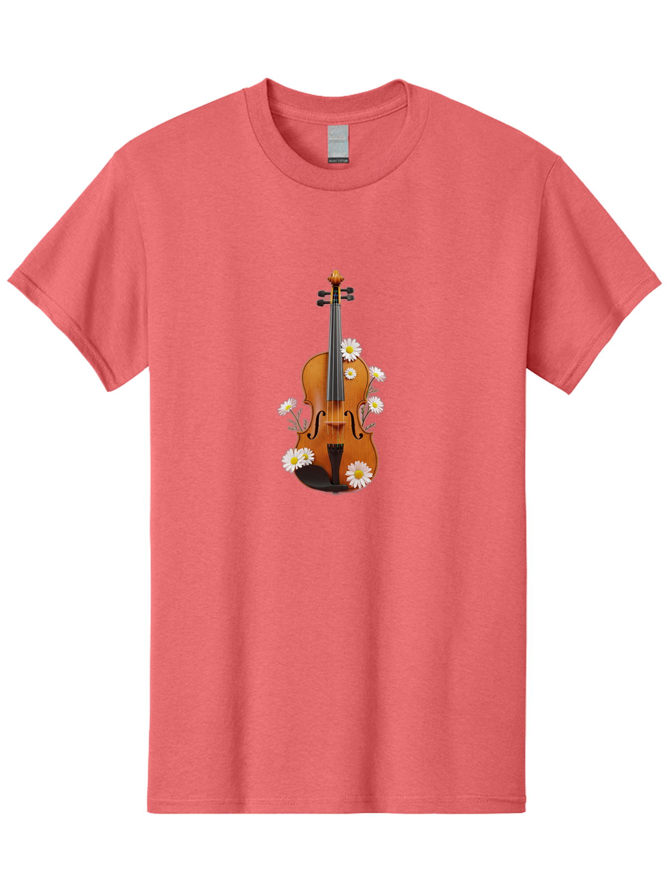 Violin-With-Daisies-1 Men'S Graphic Tee, 100% Cotton, Comfortable Casual Summer Wear, Machine Washable, Vintage Camera, Old Camera, Antique Camera, Black Camera, Classic Photography, Photography Equipment, Nostalgic Device, Film Camera, Baj858