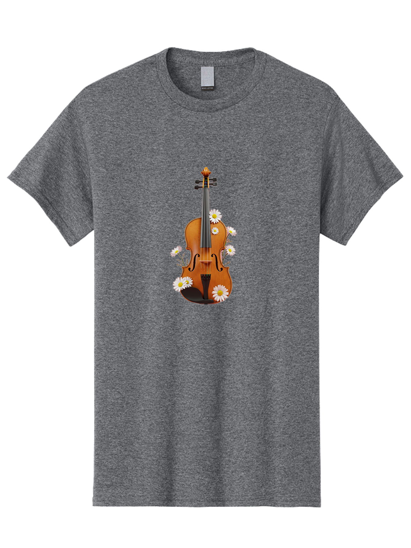 Violin-With-Daisies-1 Men'S Graphic Tee, 100% Cotton, Comfortable Casual Summer Wear, Machine Washable, Vintage Camera, Old Camera, Antique Camera, Black Camera, Classic Photography, Photography Equipment, Nostalgic Device, Film Camera, Baj858