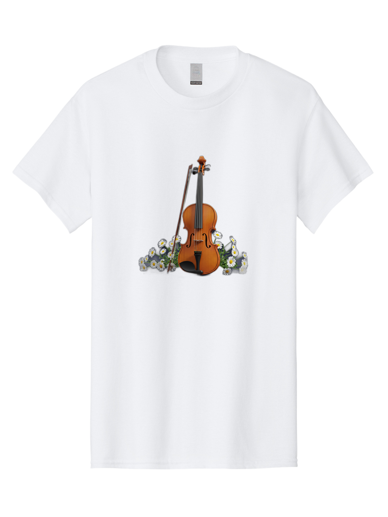 Violin-With-Daisies-2 Men'S Graphic Tee, 100% Cotton, Comfortable Casual Summer Wear, Machine Washable, Vintage Camera, Old Camera, Antique Camera, Black Camera, Classic Photography, Photography Equipment, Nostalgic Device, Film Camera, Baj859