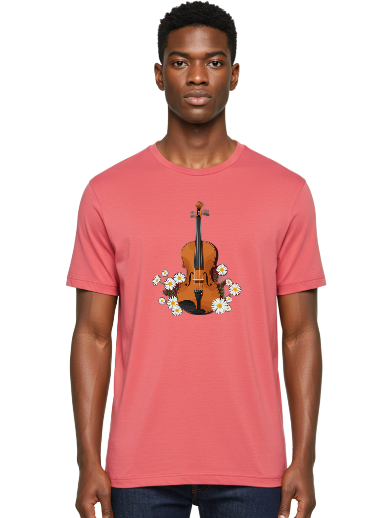 Violin-With-Daisies Men'S Graphic Tee, 100% Cotton, Comfortable Casual Summer Wear, Machine Washable, Vintage Camera, Old Camera, Antique Camera, Black Camera, Classic Photography, Photography Equipment, Nostalgic Device, Film Camera, Baj860