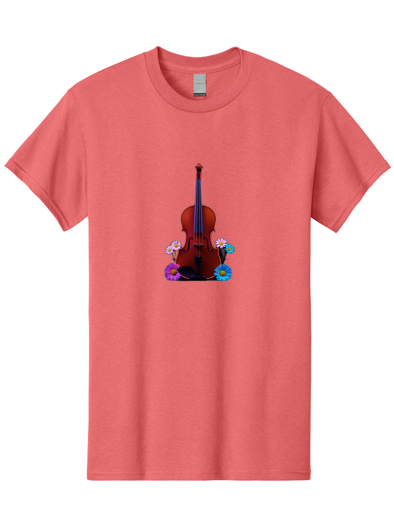 Violin-With-Flowers-1 Men'S Graphic Tee, 100% Cotton, Comfortable Casual Summer Wear, Machine Washable, Vintage Camera, Old Camera, Antique Camera, Black Camera, Classic Photography, Photography Equipment, Nostalgic Device, Film Camera, Baj862