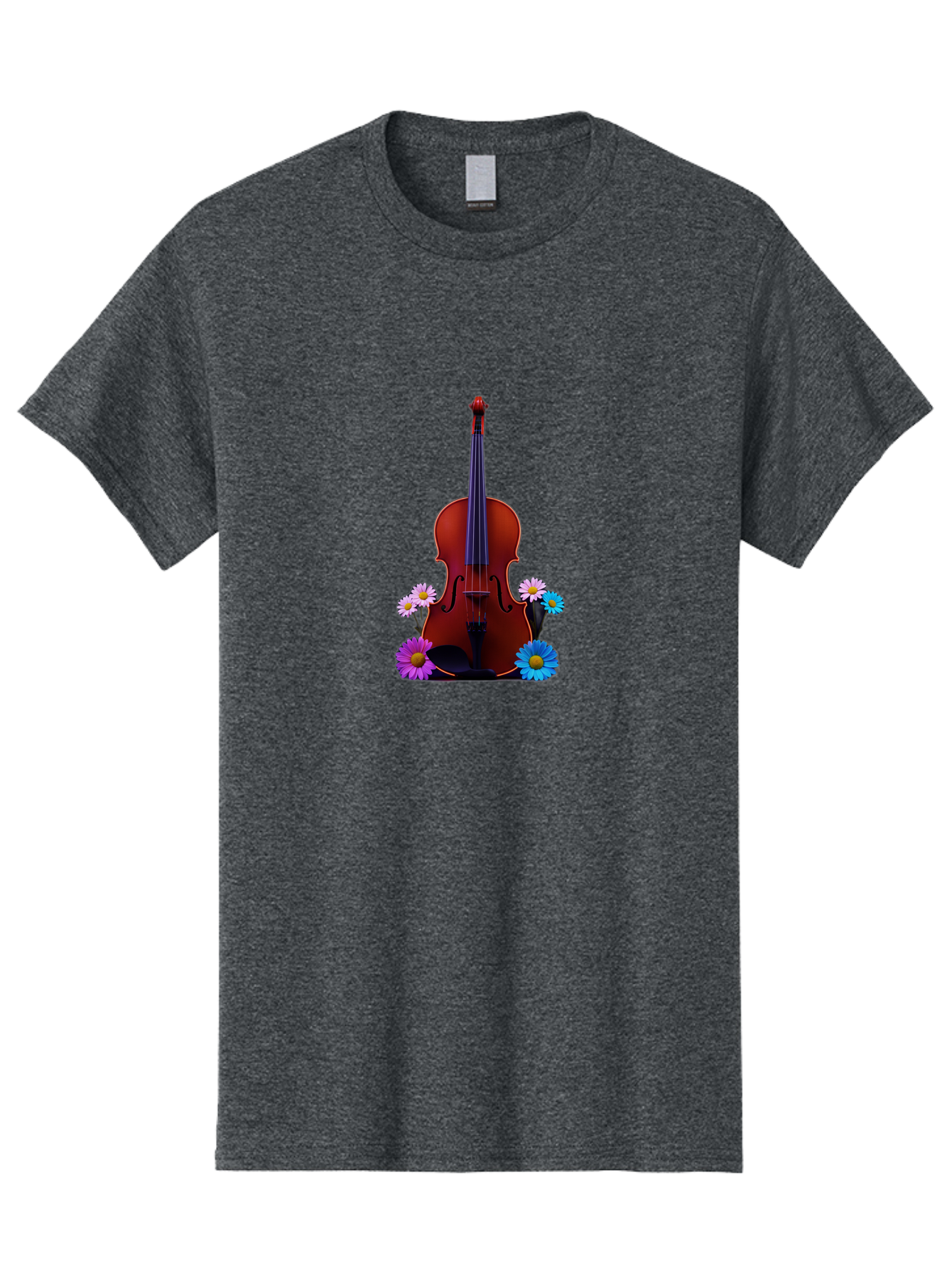 Violin-With-Flowers-1 Men'S Graphic Tee, 100% Cotton, Comfortable Casual Summer Wear, Machine Washable, Vintage Camera, Old Camera, Antique Camera, Black Camera, Classic Photography, Photography Equipment, Nostalgic Device, Film Camera, Baj862