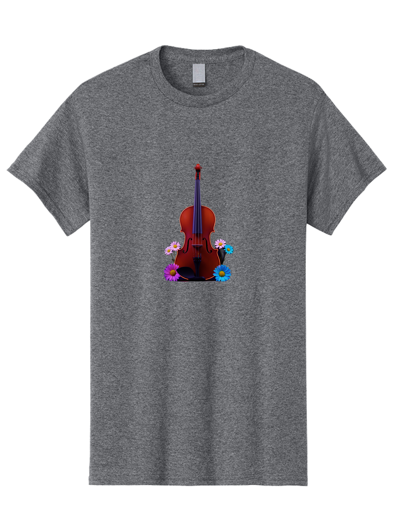 Violin-With-Flowers-1 Men'S Graphic Tee, 100% Cotton, Comfortable Casual Summer Wear, Machine Washable, Vintage Camera, Old Camera, Antique Camera, Black Camera, Classic Photography, Photography Equipment, Nostalgic Device, Film Camera, Baj862