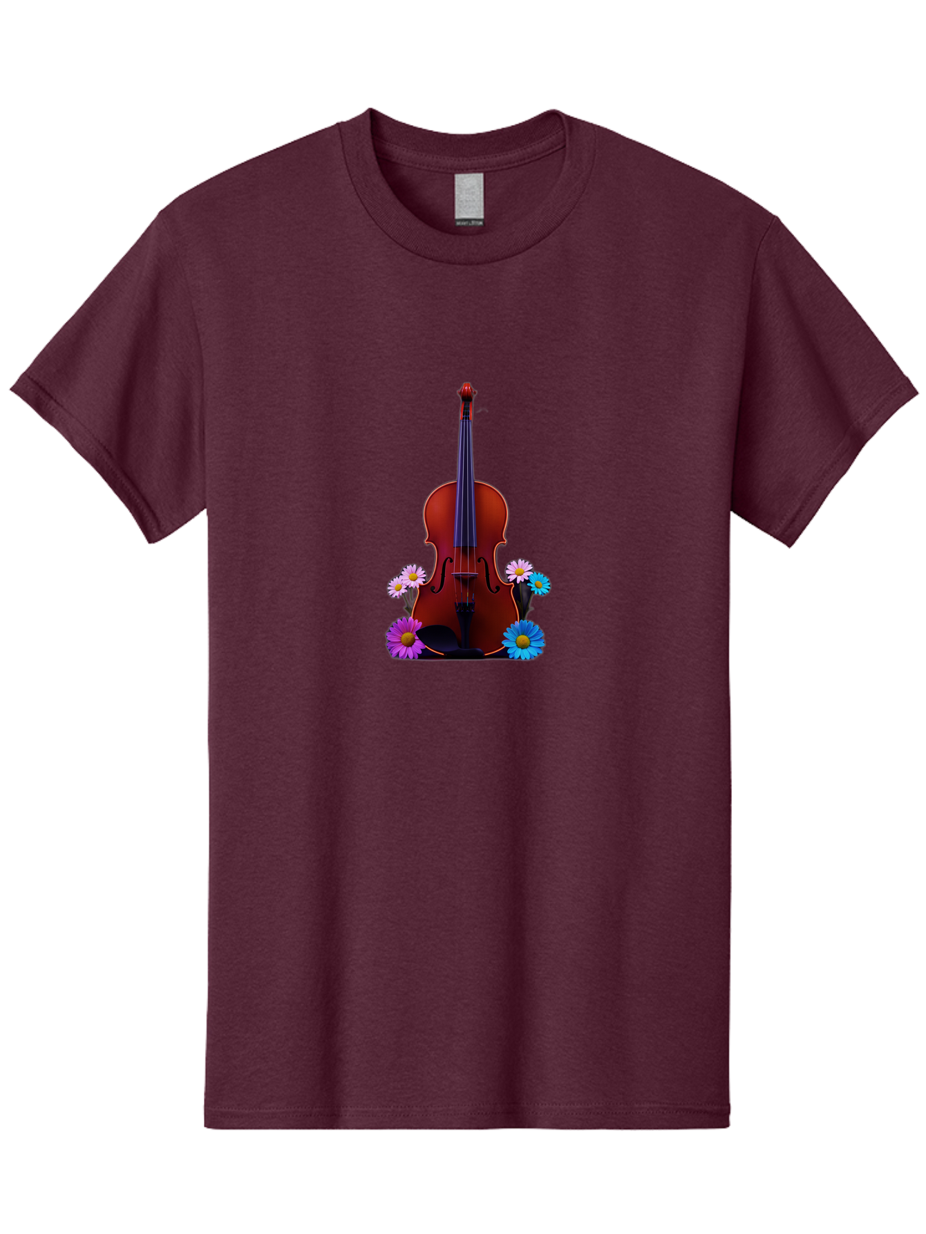 Violin-With-Flowers-1 Men'S Graphic Tee, 100% Cotton, Comfortable Casual Summer Wear, Machine Washable, Vintage Camera, Old Camera, Antique Camera, Black Camera, Classic Photography, Photography Equipment, Nostalgic Device, Film Camera, Baj862