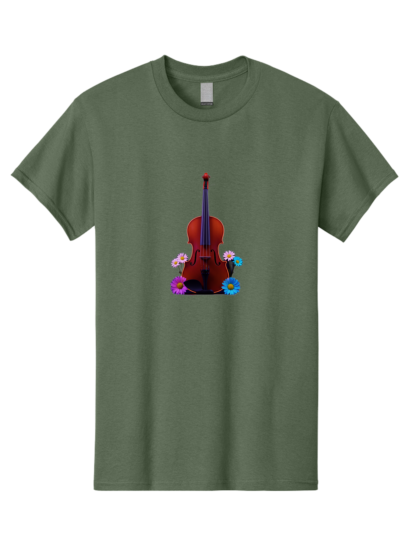 Violin-With-Flowers-1 Men'S Graphic Tee, 100% Cotton, Comfortable Casual Summer Wear, Machine Washable, Vintage Camera, Old Camera, Antique Camera, Black Camera, Classic Photography, Photography Equipment, Nostalgic Device, Film Camera, Baj862