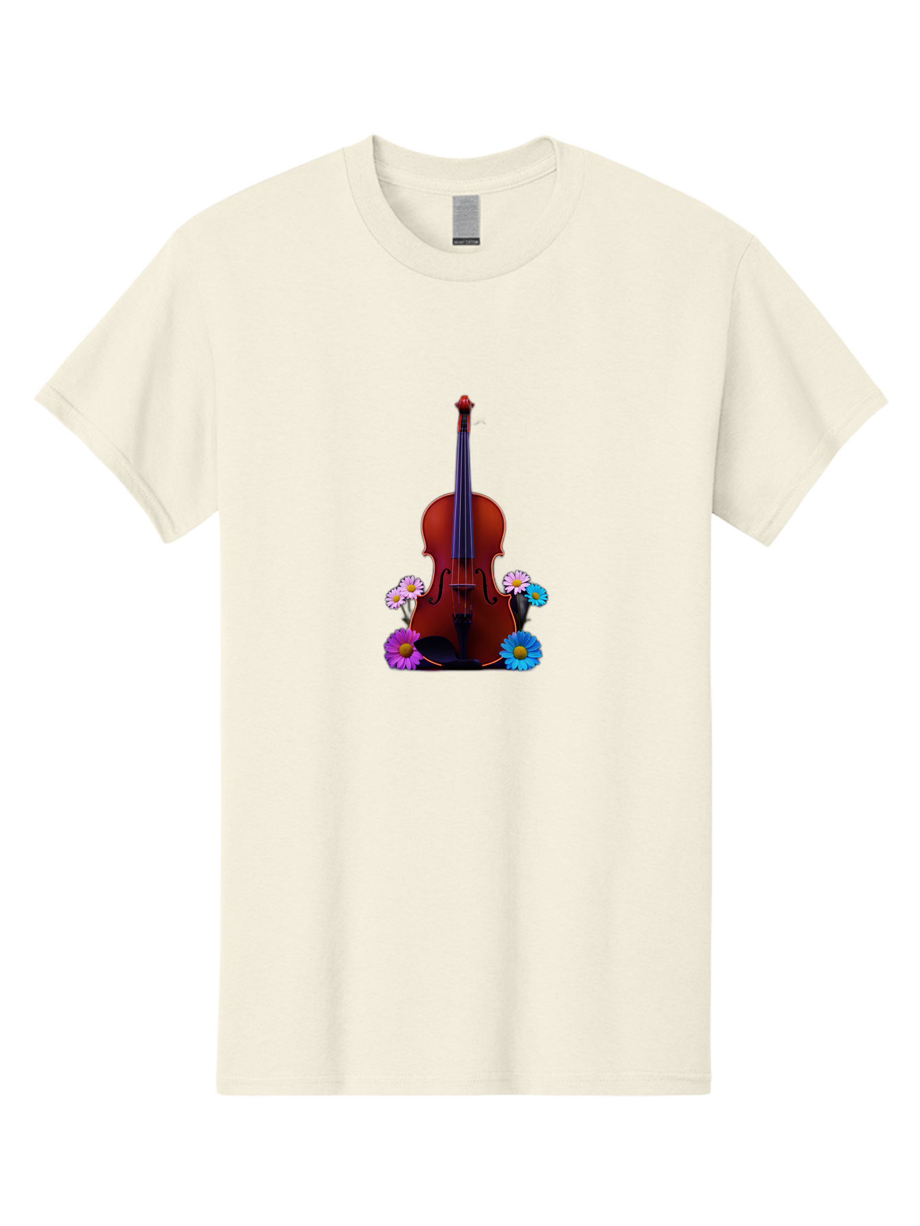 Violin-With-Flowers-1 Men'S Graphic Tee, 100% Cotton, Comfortable Casual Summer Wear, Machine Washable, Vintage Camera, Old Camera, Antique Camera, Black Camera, Classic Photography, Photography Equipment, Nostalgic Device, Film Camera, Baj862