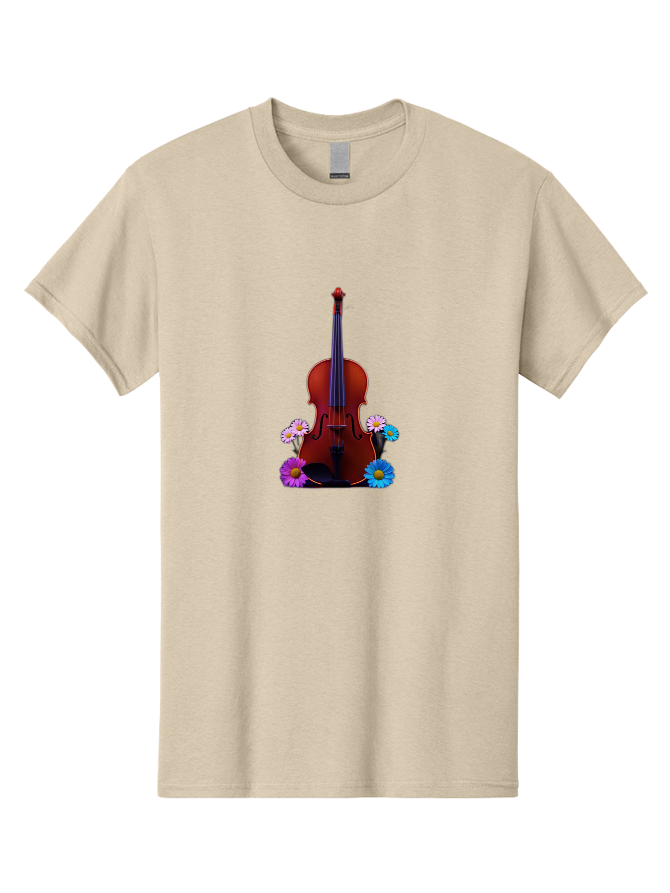 Violin-With-Flowers-1 Men'S Graphic Tee, 100% Cotton, Comfortable Casual Summer Wear, Machine Washable, Vintage Camera, Old Camera, Antique Camera, Black Camera, Classic Photography, Photography Equipment, Nostalgic Device, Film Camera, Baj862