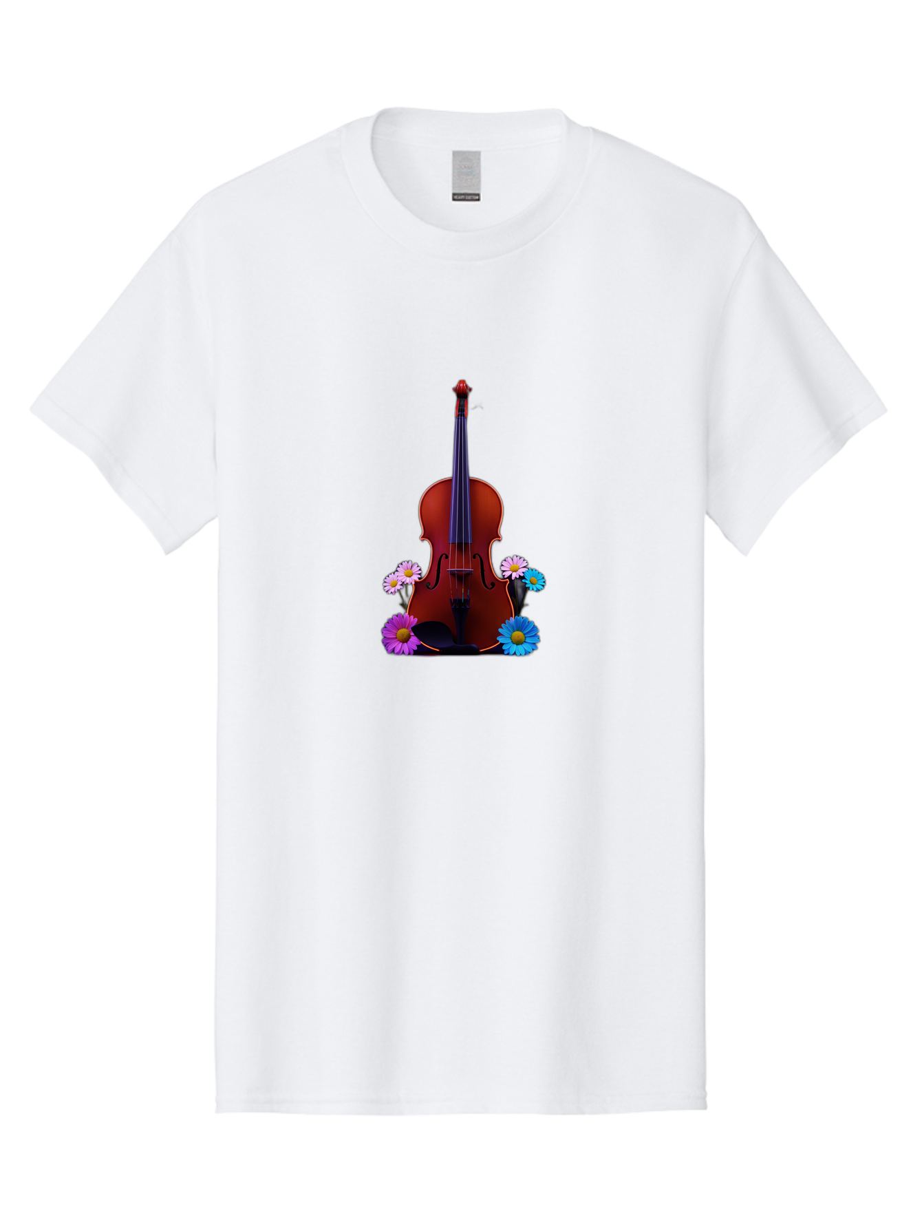 Violin-With-Flowers-1 Men'S Graphic Tee, 100% Cotton, Comfortable Casual Summer Wear, Machine Washable, Vintage Camera, Old Camera, Antique Camera, Black Camera, Classic Photography, Photography Equipment, Nostalgic Device, Film Camera, Baj862