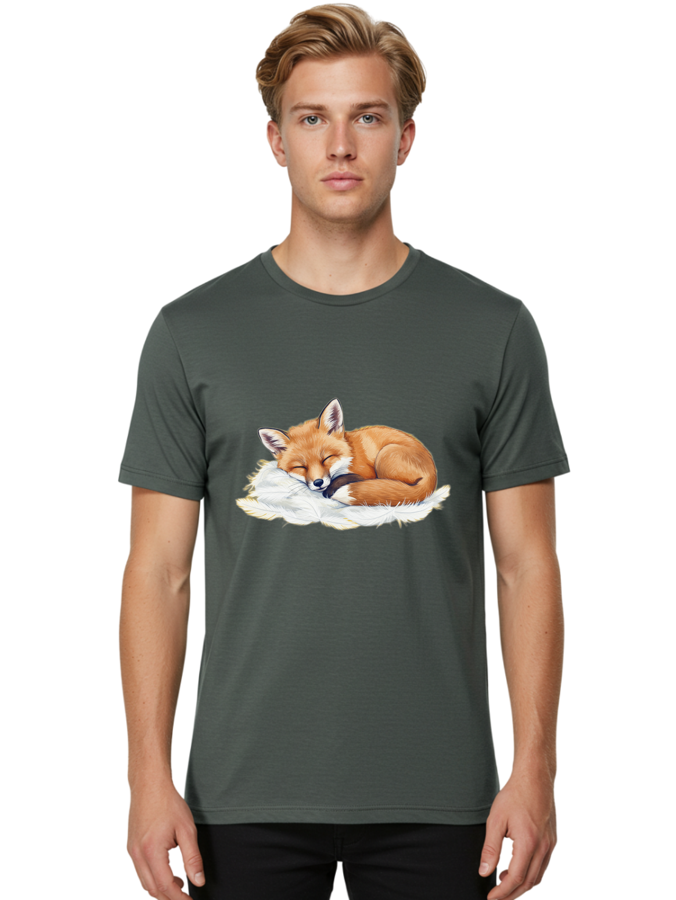 Sleeping-Fox-3 Men'S Graphic Tee, 100% Cotton, Comfortable Casual Summer Wear, Machine Washable, Vintage Camera, Old Camera, Antique Camera, Black Camera, Classic Photography, Photography Equipment, Nostalgic Device, Film Camera, Camera Art Baj884