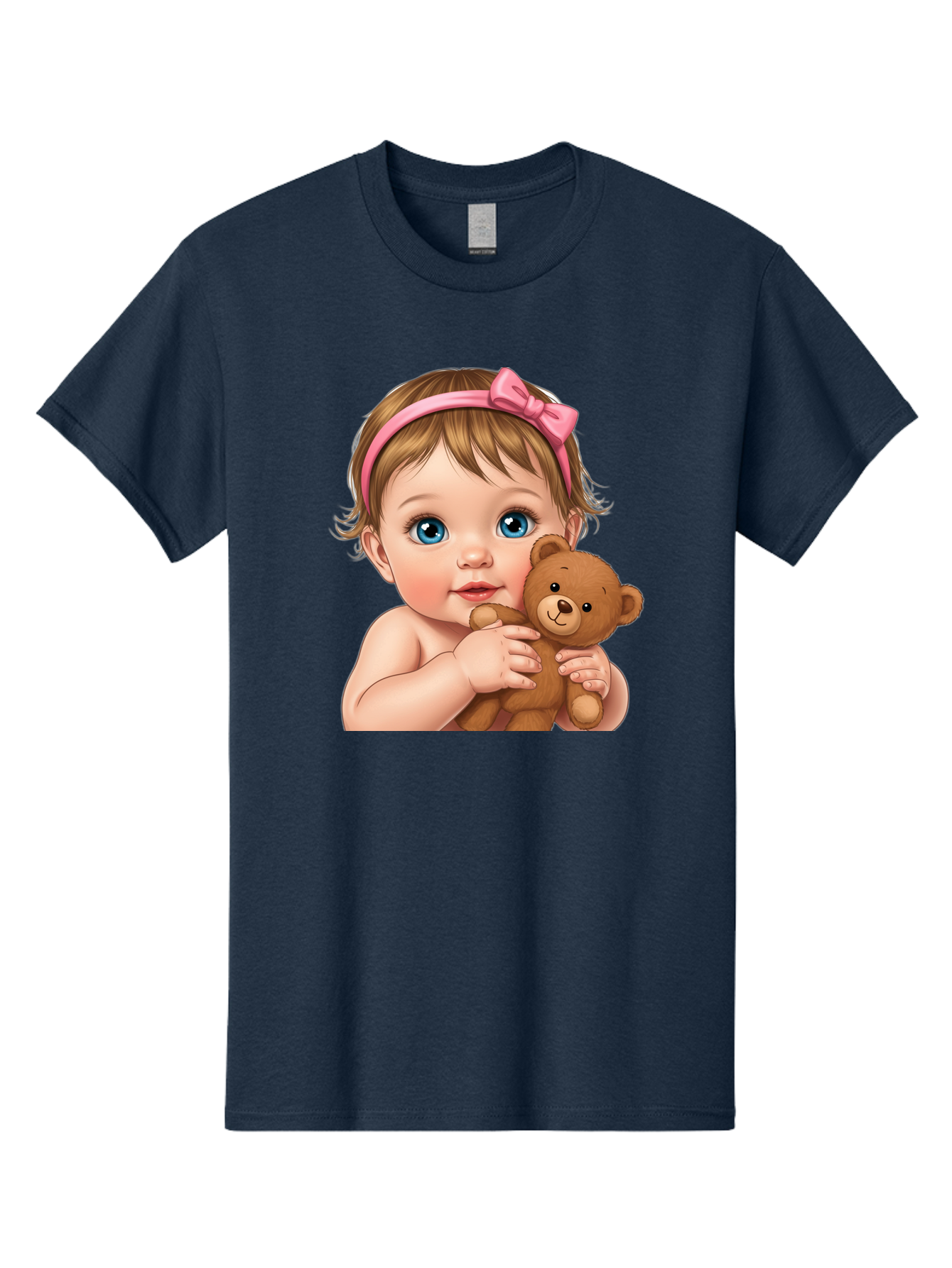 Baby-Girl-With-Teddy-1 Men'S Graphic Tee, 100% Cotton, Comfortable Casual Summer Wear, Machine Washable, Vintage Camera, Old Camera, Antique Camera, Black Camera, Classic Photography, Photography Equipment, Nostalgic Device, Film Camera, Bak008