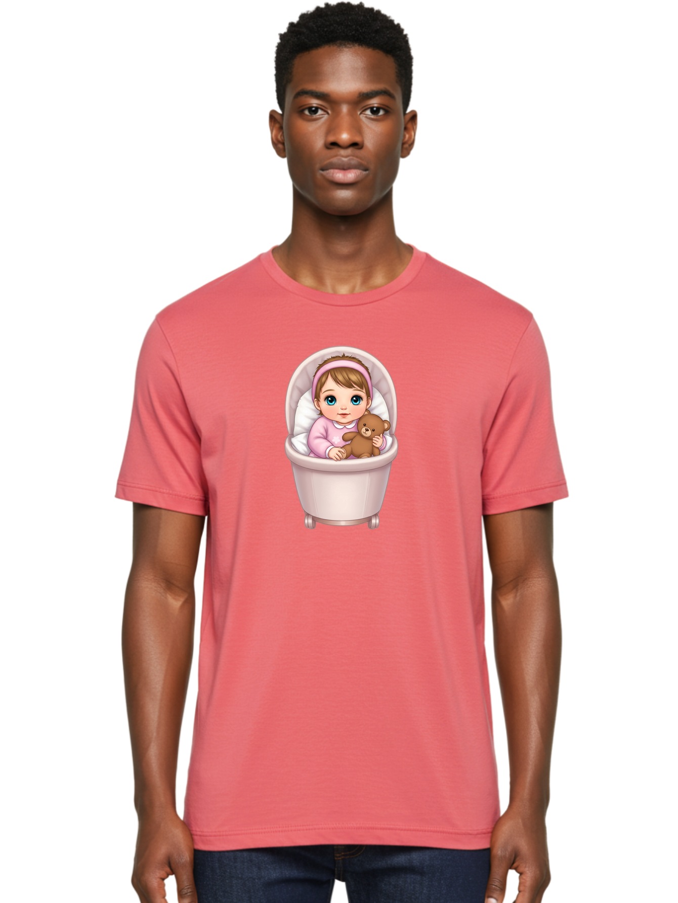 Baby-Girl-With-Teddy-2 Men'S Graphic Tee, 100% Cotton, Comfortable Casual Summer Wear, Machine Washable, Vintage Camera, Old Camera, Antique Camera, Black Camera, Classic Photography, Photography Equipment, Nostalgic Device, Film Camera, Bak009