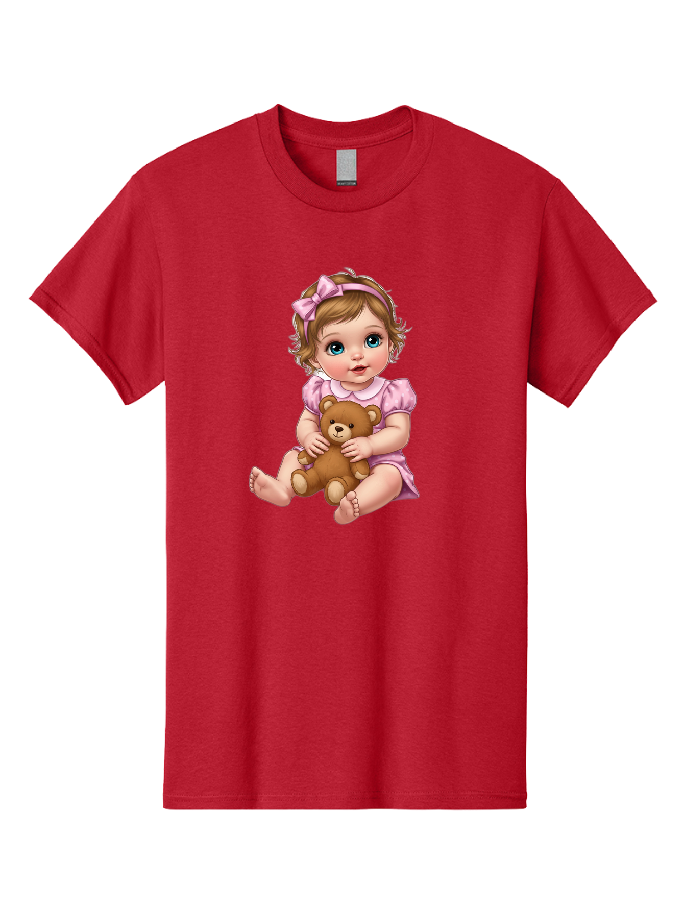 Baby-Girl-With-Teddy-Bear-1 Men'S Graphic Tee, 100% Cotton, Comfortable Casual Summer Wear, Machine Washable, Vintage Camera, Old Camera, Antique Camera, Black Camera, Classic Photography, Photography Equipment, Nostalgic Device, Film Camera, Bak011