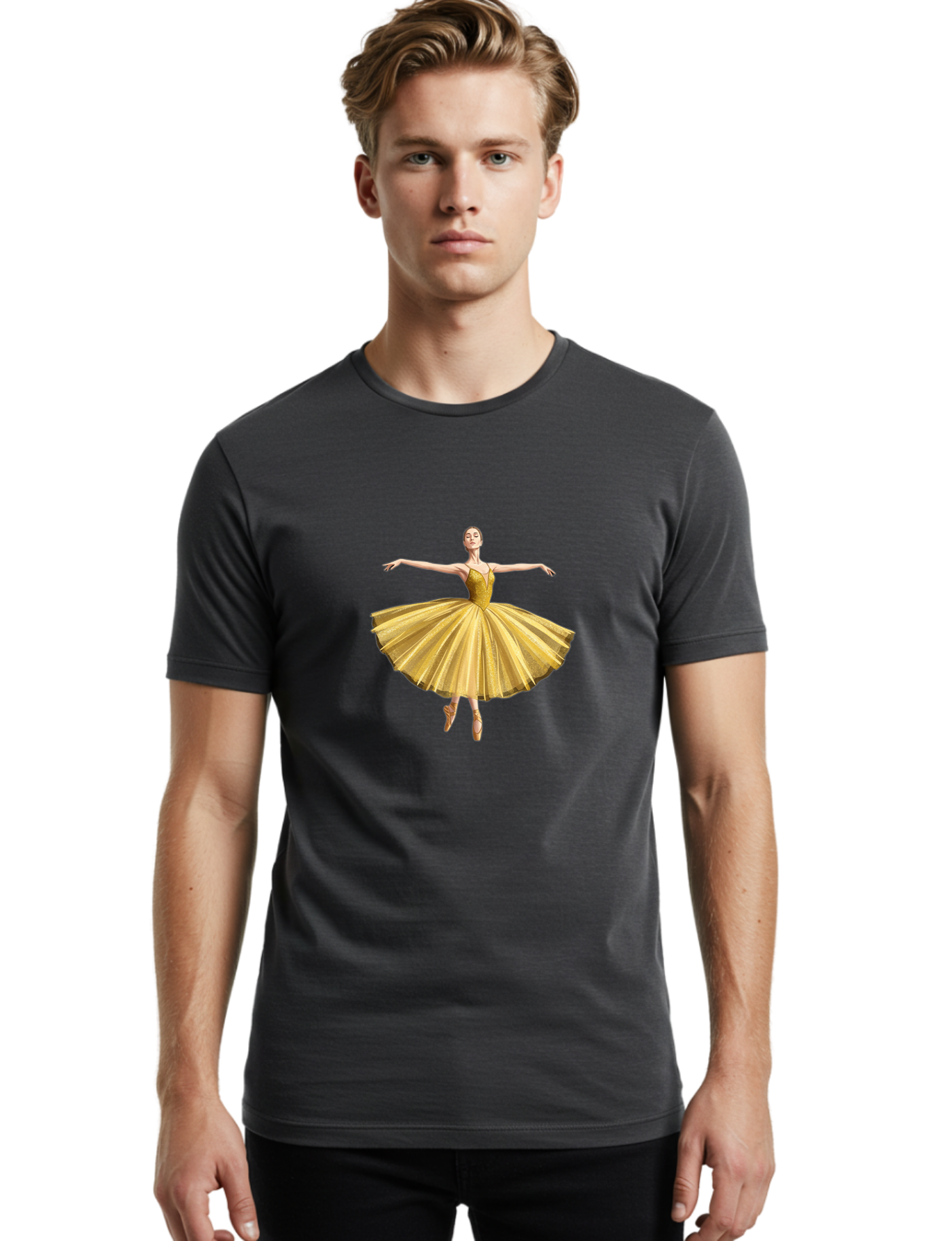 Ballerina-In-Gold-Tutu Men'S Graphic Tee, 100% Cotton, Comfortable Casual Summer Wear, Machine Washable, Vintage Camera, Old Camera, Antique Camera, Black Camera, Classic Photography, Photography Equipment, Nostalgic Device, Film Camera, Bak021