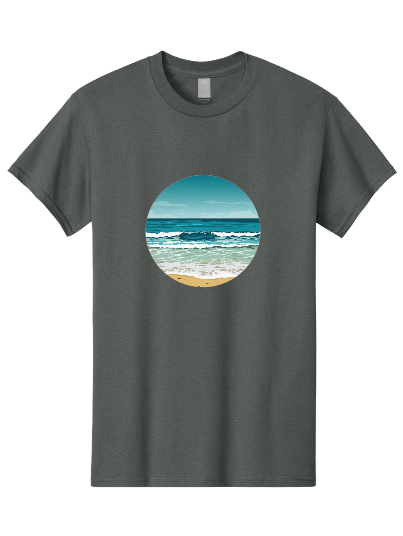 Beach-Scene-1 Men'S Graphic Tee, 100% Cotton, Comfortable Casual Summer Wear, Machine Washable, Vintage Camera, Old Camera, Antique Camera, Black Camera, Classic Photography, Photography Equipment, Nostalgic Device, Film Camera, Camera Art Bak036