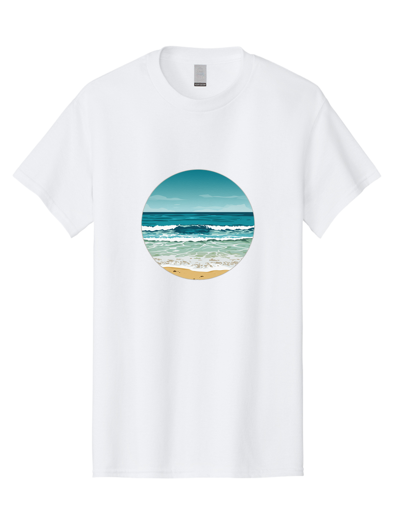 Beach-Scene-1 Men'S Graphic Tee, 100% Cotton, Comfortable Casual Summer Wear, Machine Washable, Vintage Camera, Old Camera, Antique Camera, Black Camera, Classic Photography, Photography Equipment, Nostalgic Device, Film Camera, Camera Art Bak036