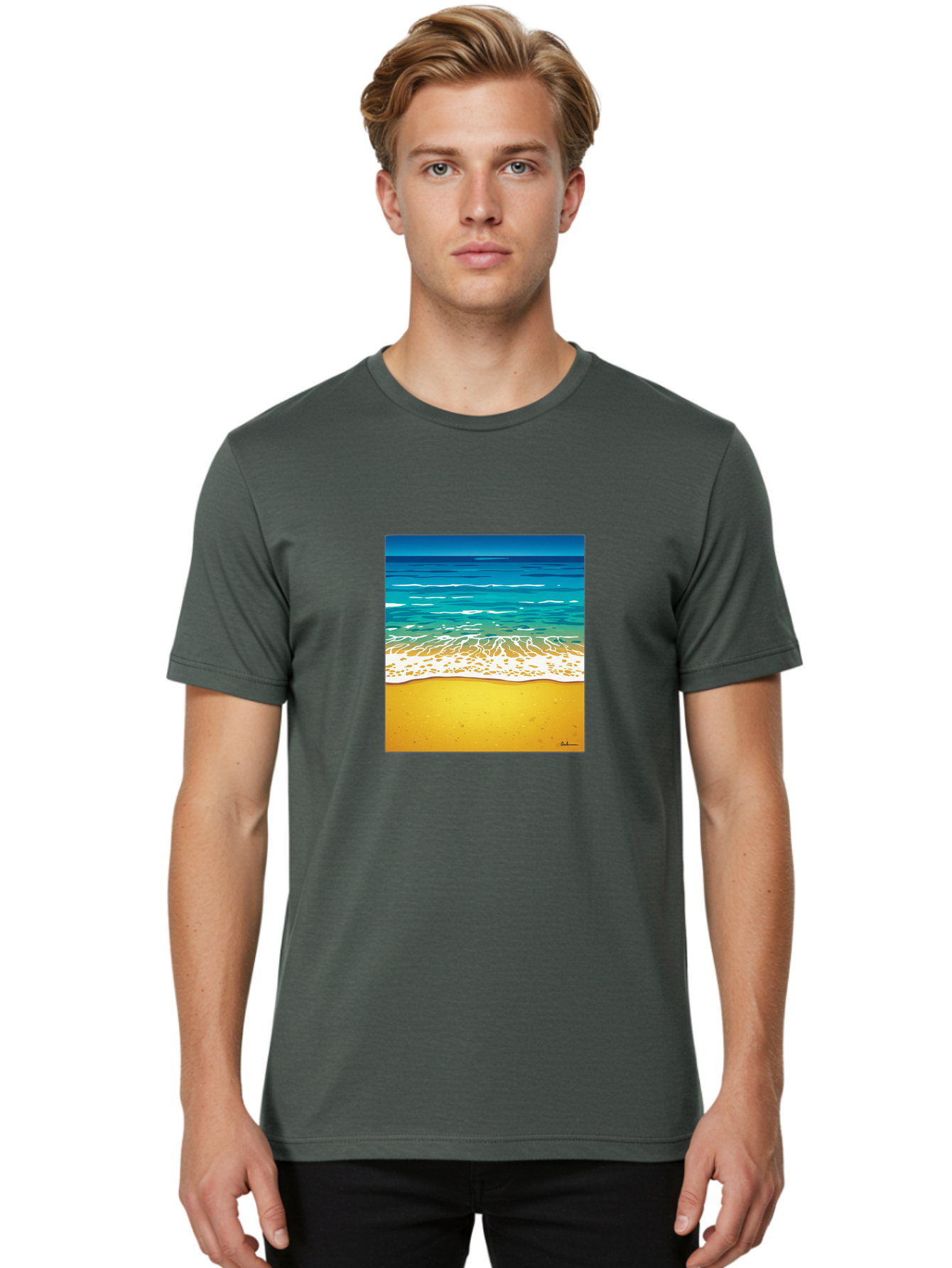 Beach-Scene Men'S Graphic Tee, 100% Cotton, Comfortable Casual Summer Wear, Machine Washable, Vintage Camera, Old Camera, Antique Camera, Black Camera, Classic Photography, Photography Equipment, Nostalgic Device, Film Camera, Camera Art Bak038