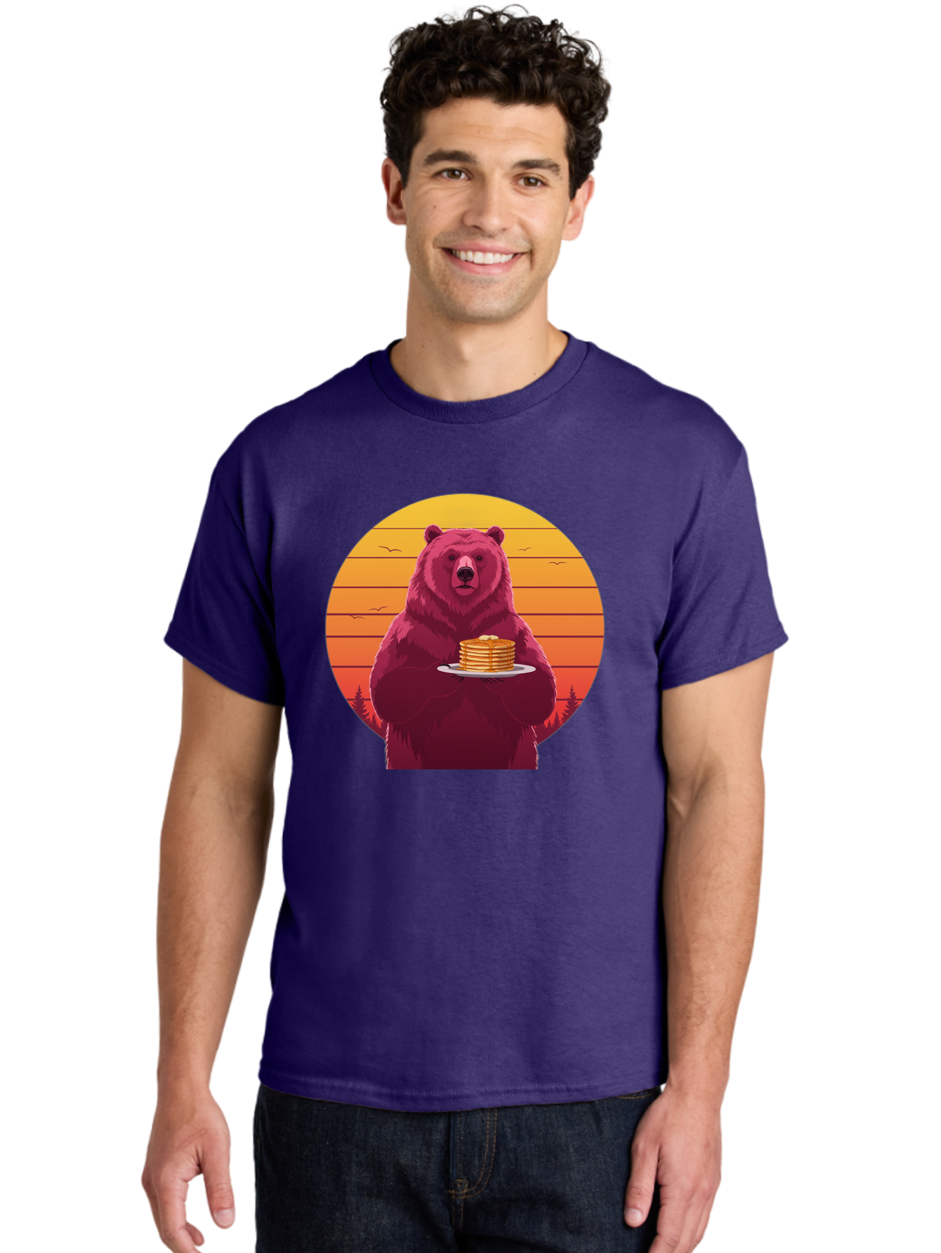 Bear-Holding-Pancakes Men'S Graphic Tee, 100% Cotton, Comfortable Casual Summer Wear, Machine Washable, Vintage Camera, Old Camera, Antique Camera, Black Camera, Classic Photography, Photography Equipment, Nostalgic Device, Film Camera, Bak041