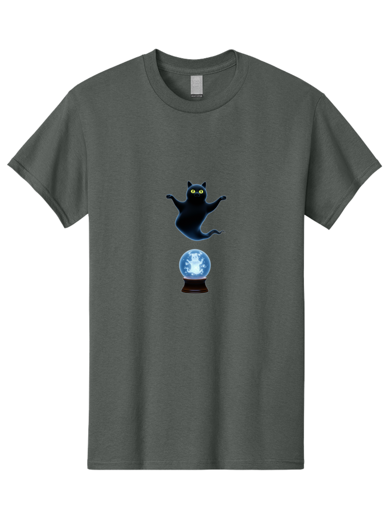 Black-Cat-And-Crystal-Ball Men'S Graphic Tee, 100% Cotton, Comfortable Casual Summer Wear, Machine Washable, Vintage Camera, Old Camera, Antique Camera, Black Camera, Classic Photography, Photography Equipment, Nostalgic Device, Film Camera, Bak061