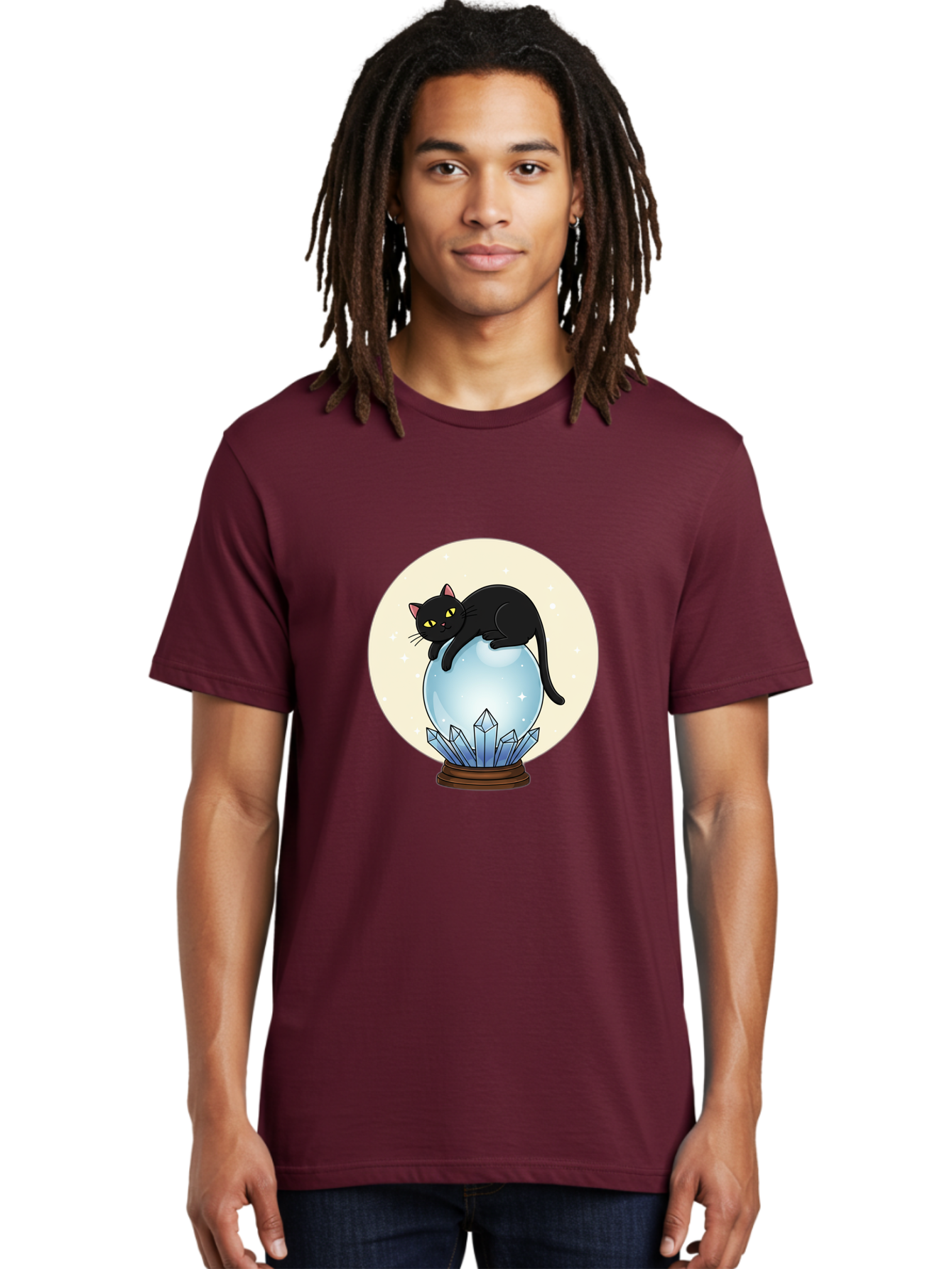 Black-Cat-Crystal-Ball Men'S Graphic Tee, 100% Cotton, Comfortable Casual Summer Wear, Machine Washable, Vintage Camera, Old Camera, Antique Camera, Black Camera, Classic Photography, Photography Equipment, Nostalgic Device, Film Camera, Bak062