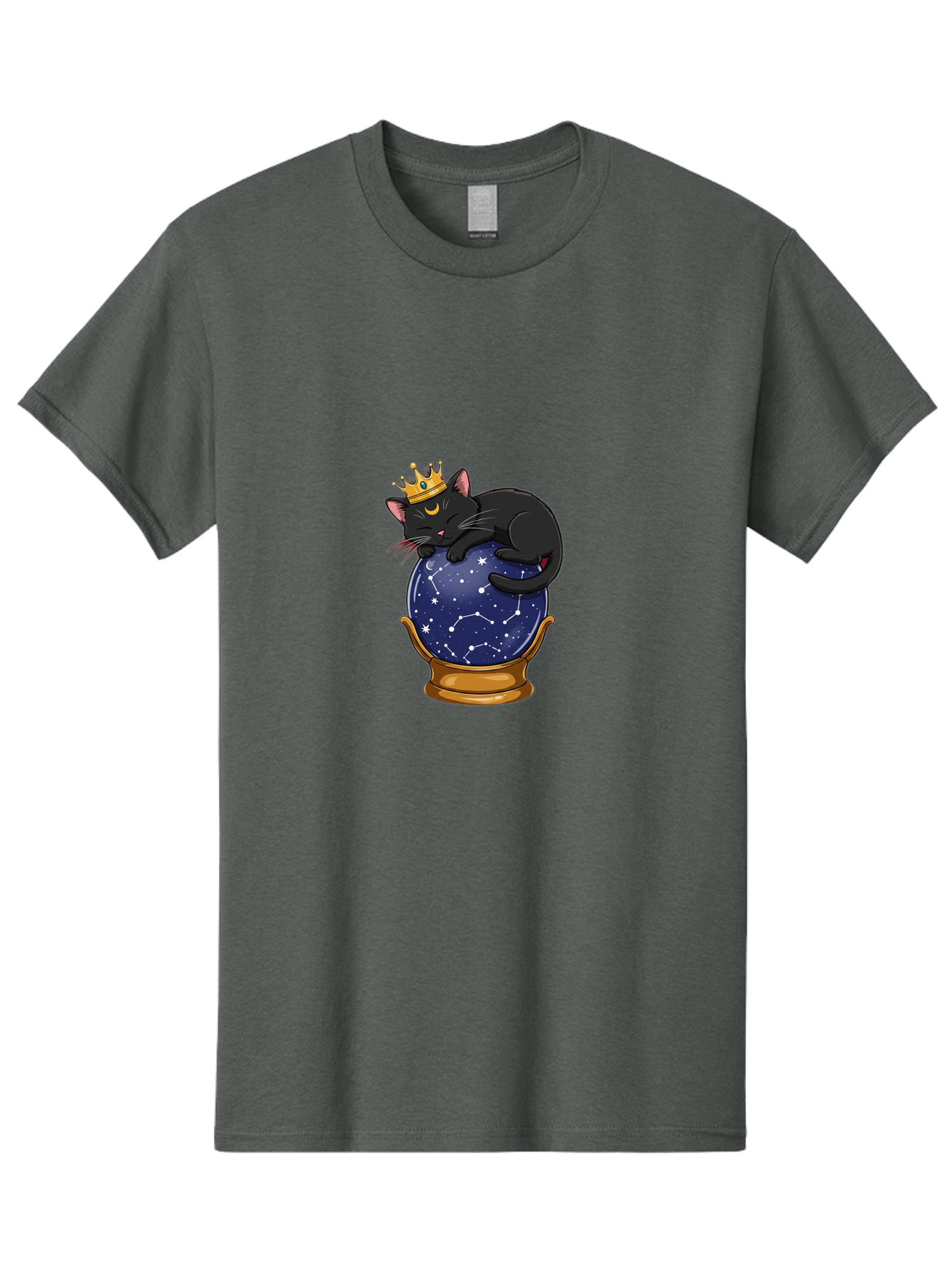 Black-Cat-On-Crystal-Ball-1 Men'S Graphic Tee, 100% Cotton, Comfortable Casual Summer Wear, Machine Washable, Vintage Camera, Old Camera, Antique Camera, Black Camera, Classic Photography, Photography Equipment, Nostalgic Device, Film Camera, Bak063