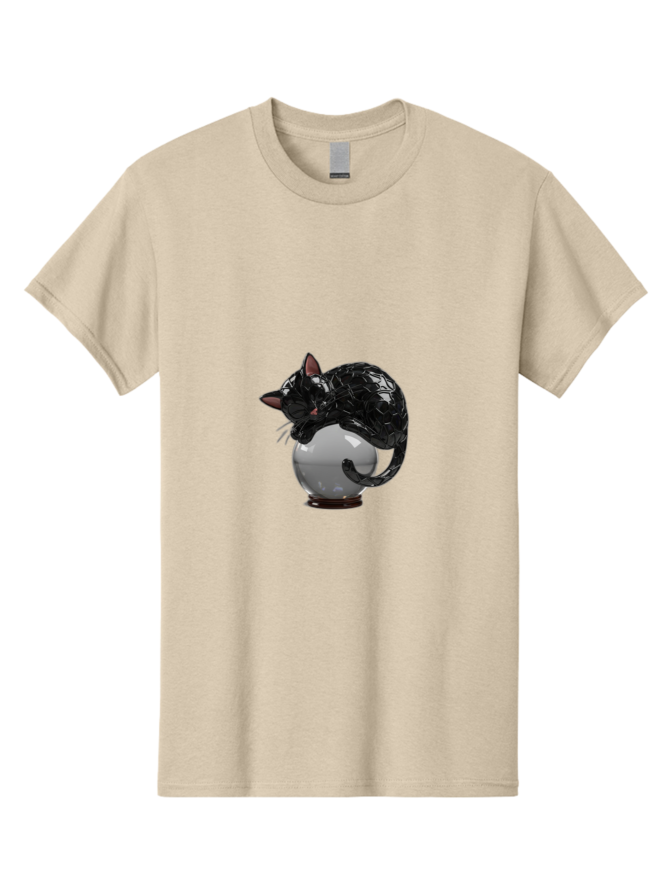 Black-Cat-On-Crystal-Ball-2 Men'S Graphic Tee, 100% Cotton, Comfortable Casual Summer Wear, Machine Washable, Vintage Camera, Old Camera, Antique Camera, Black Camera, Classic Photography, Photography Equipment, Nostalgic Device, Film Camera, Bak064