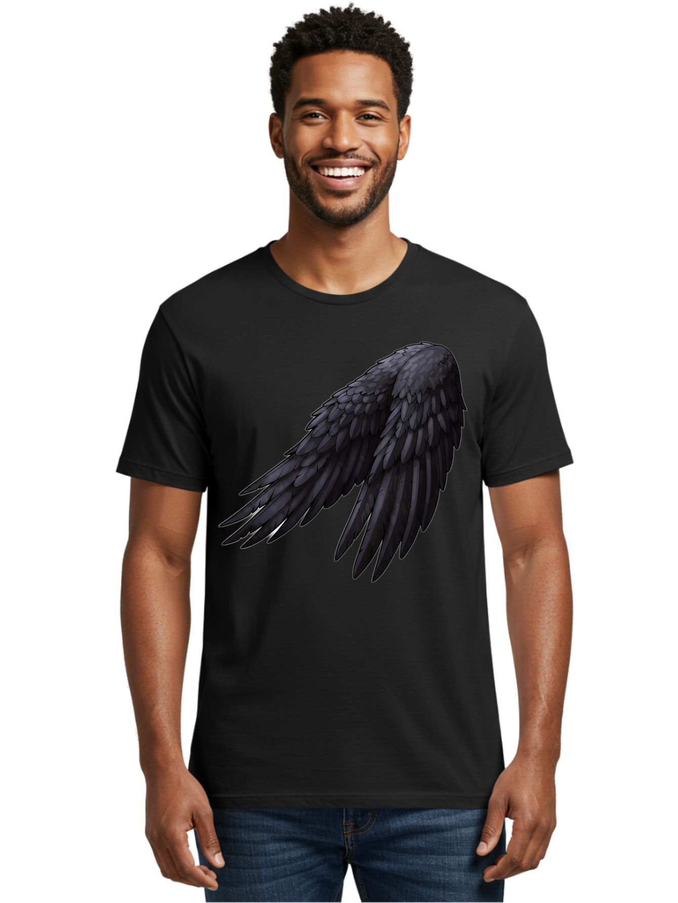 Black-Feathered-Wing Men'S Graphic Tee, 100% Cotton, Comfortable Casual Summer Wear, Machine Washable, Vintage Camera, Old Camera, Antique Camera, Black Camera, Classic Photography, Photography Equipment, Nostalgic Device, Film Camera, Bak066