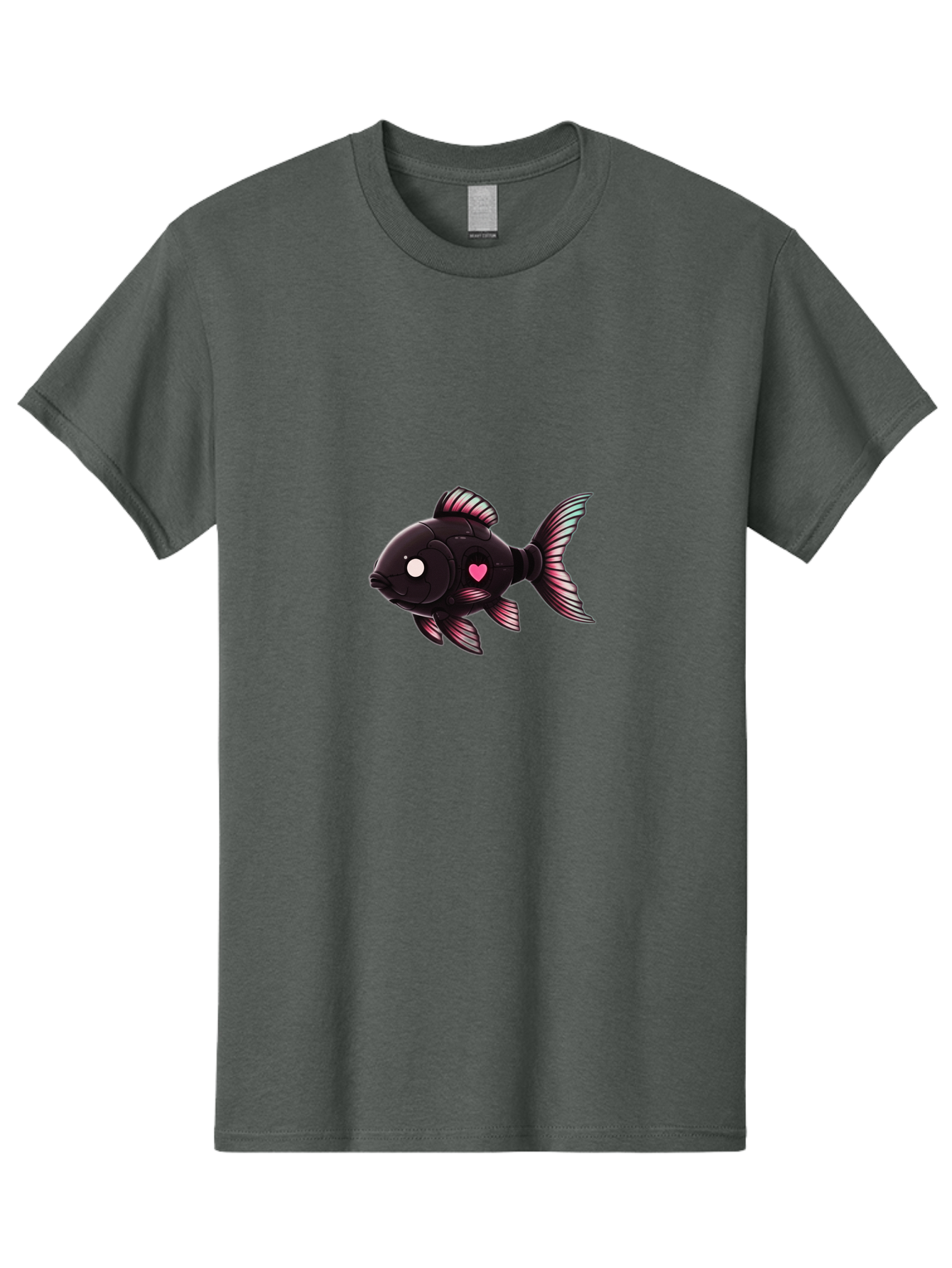 Black-Fish-With-Pink-Heart Men'S Graphic Tee, 100% Cotton, Comfortable Casual Summer Wear, Machine Washable, Vintage Camera, Old Camera, Antique Camera, Black Camera, Classic Photography, Photography Equipment, Nostalgic Device, Film Camera, Bak067