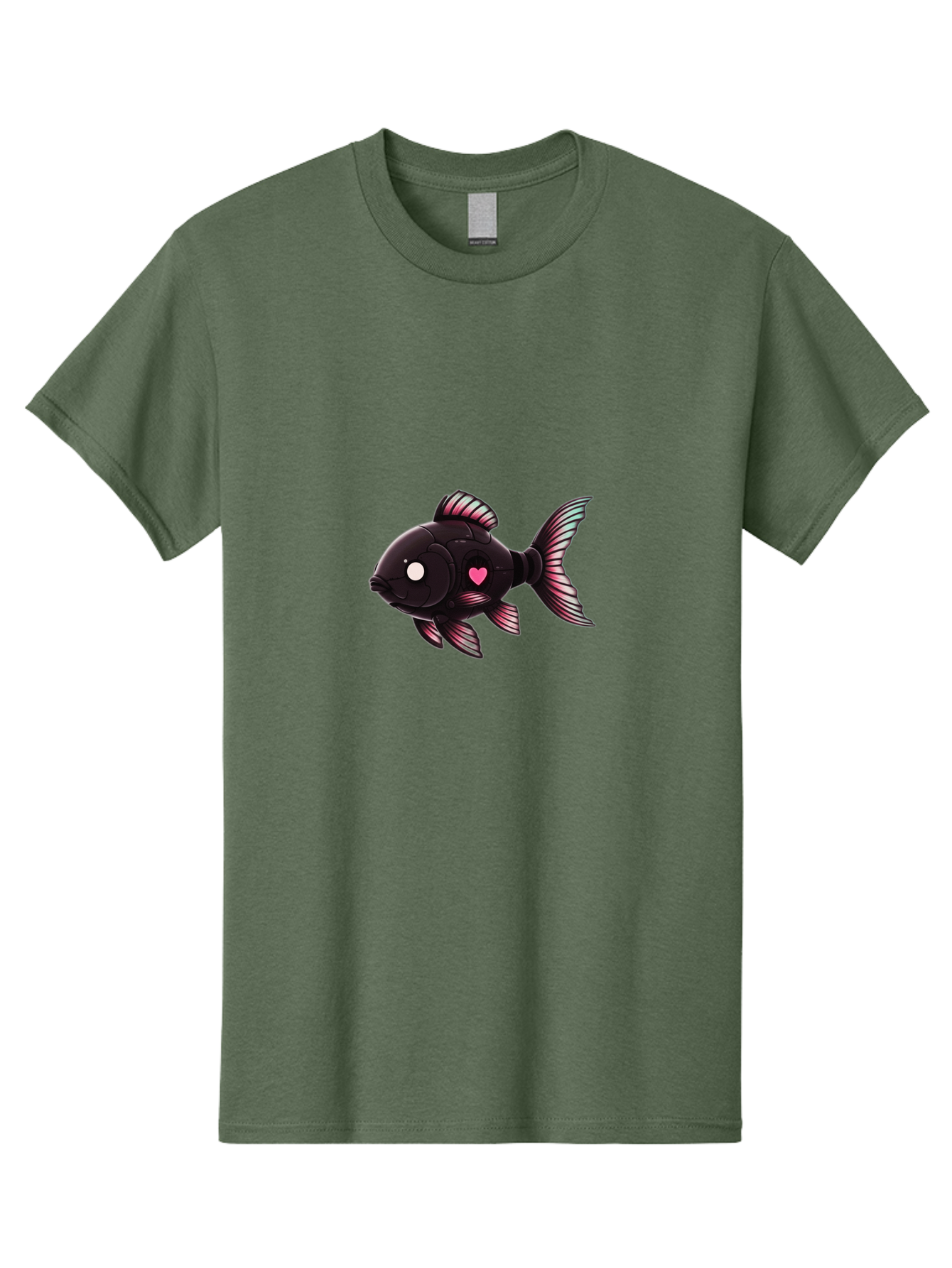 Black-Fish-With-Pink-Heart Men'S Graphic Tee, 100% Cotton, Comfortable Casual Summer Wear, Machine Washable, Vintage Camera, Old Camera, Antique Camera, Black Camera, Classic Photography, Photography Equipment, Nostalgic Device, Film Camera, Bak067