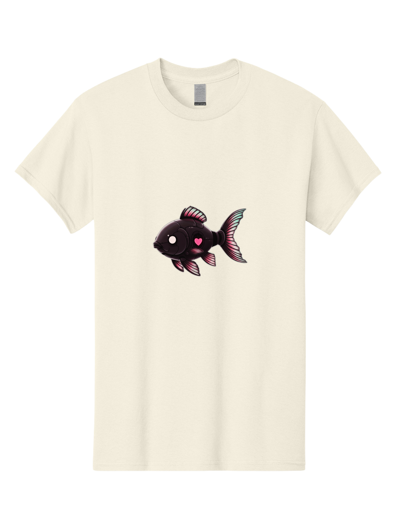 Black-Fish-With-Pink-Heart Men'S Graphic Tee, 100% Cotton, Comfortable Casual Summer Wear, Machine Washable, Vintage Camera, Old Camera, Antique Camera, Black Camera, Classic Photography, Photography Equipment, Nostalgic Device, Film Camera, Bak067