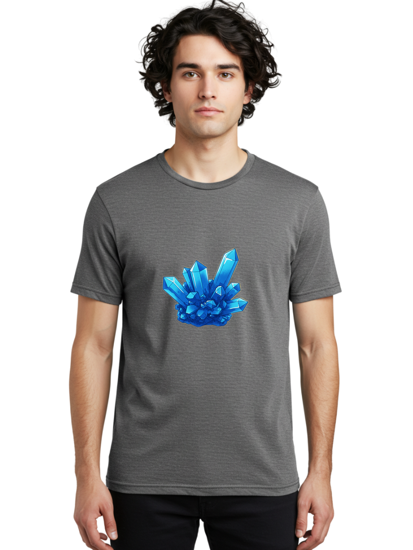 Blue-Crystal-Cluster Men'S Graphic Tee, 100% Cotton, Comfortable Casual Summer Wear, Machine Washable, Vintage Camera, Old Camera, Antique Camera, Black Camera, Classic Photography, Photography Equipment, Nostalgic Device, Film Camera, Bak076