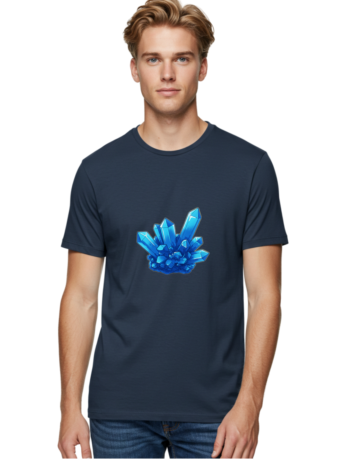 Blue-Crystal-Cluster Men'S Graphic Tee, 100% Cotton, Comfortable Casual Summer Wear, Machine Washable, Vintage Camera, Old Camera, Antique Camera, Black Camera, Classic Photography, Photography Equipment, Nostalgic Device, Film Camera, Bak076