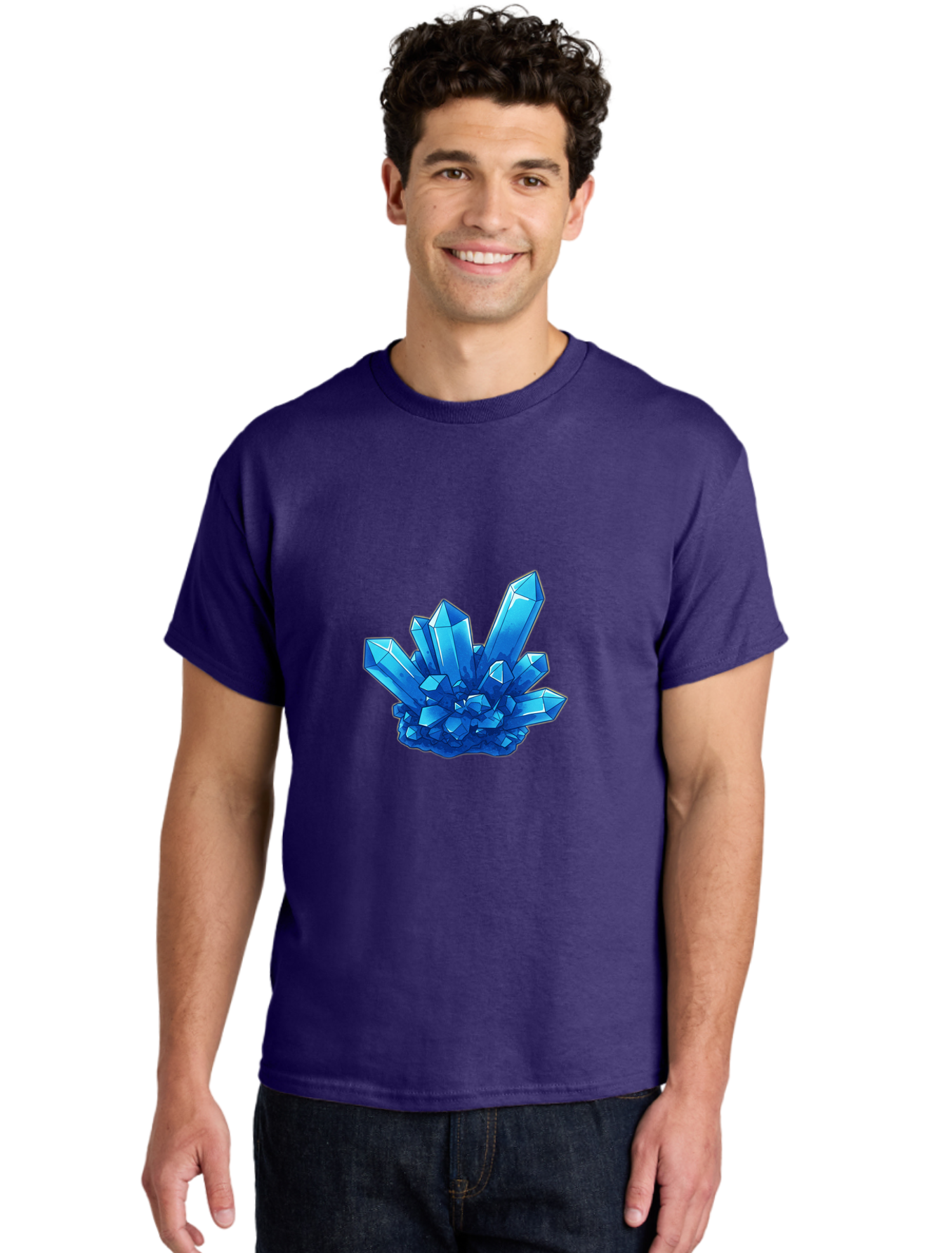 Blue-Crystal-Cluster Men'S Graphic Tee, 100% Cotton, Comfortable Casual Summer Wear, Machine Washable, Vintage Camera, Old Camera, Antique Camera, Black Camera, Classic Photography, Photography Equipment, Nostalgic Device, Film Camera, Bak076