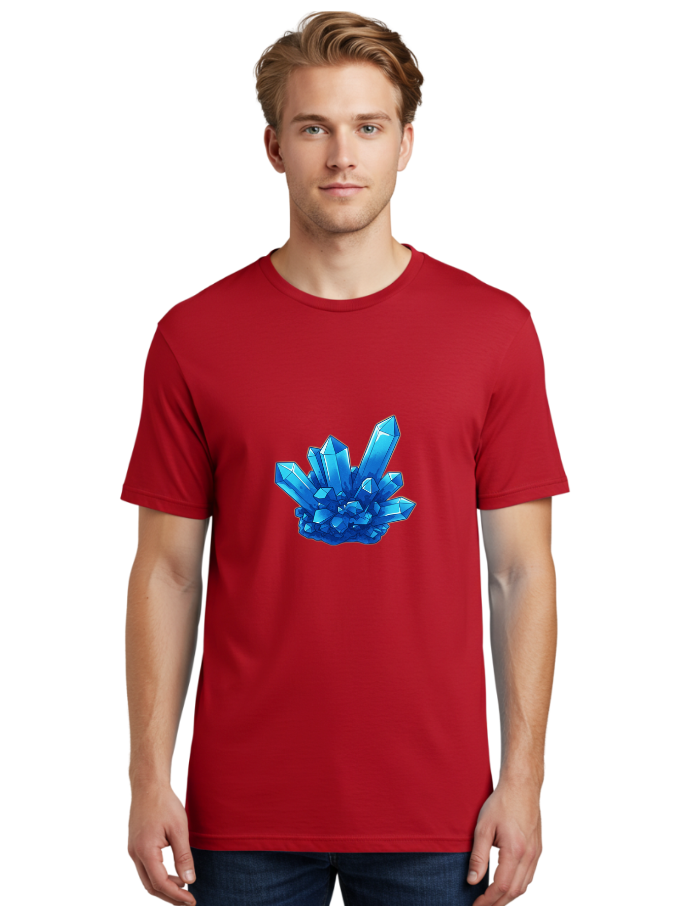 Blue-Crystal-Cluster Men'S Graphic Tee, 100% Cotton, Comfortable Casual Summer Wear, Machine Washable, Vintage Camera, Old Camera, Antique Camera, Black Camera, Classic Photography, Photography Equipment, Nostalgic Device, Film Camera, Bak076