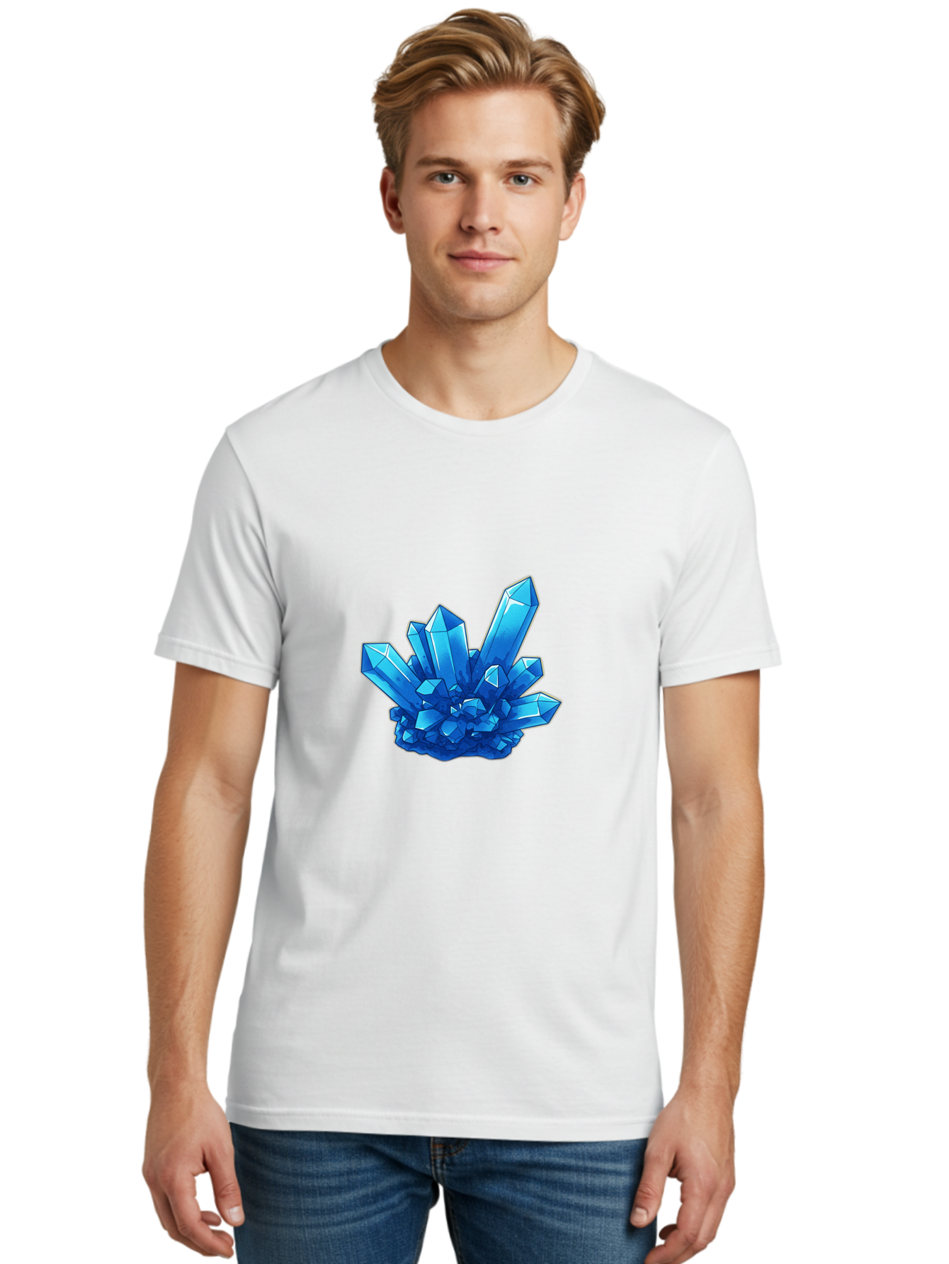Blue-Crystal-Cluster Men'S Graphic Tee, 100% Cotton, Comfortable Casual Summer Wear, Machine Washable, Vintage Camera, Old Camera, Antique Camera, Black Camera, Classic Photography, Photography Equipment, Nostalgic Device, Film Camera, Bak076