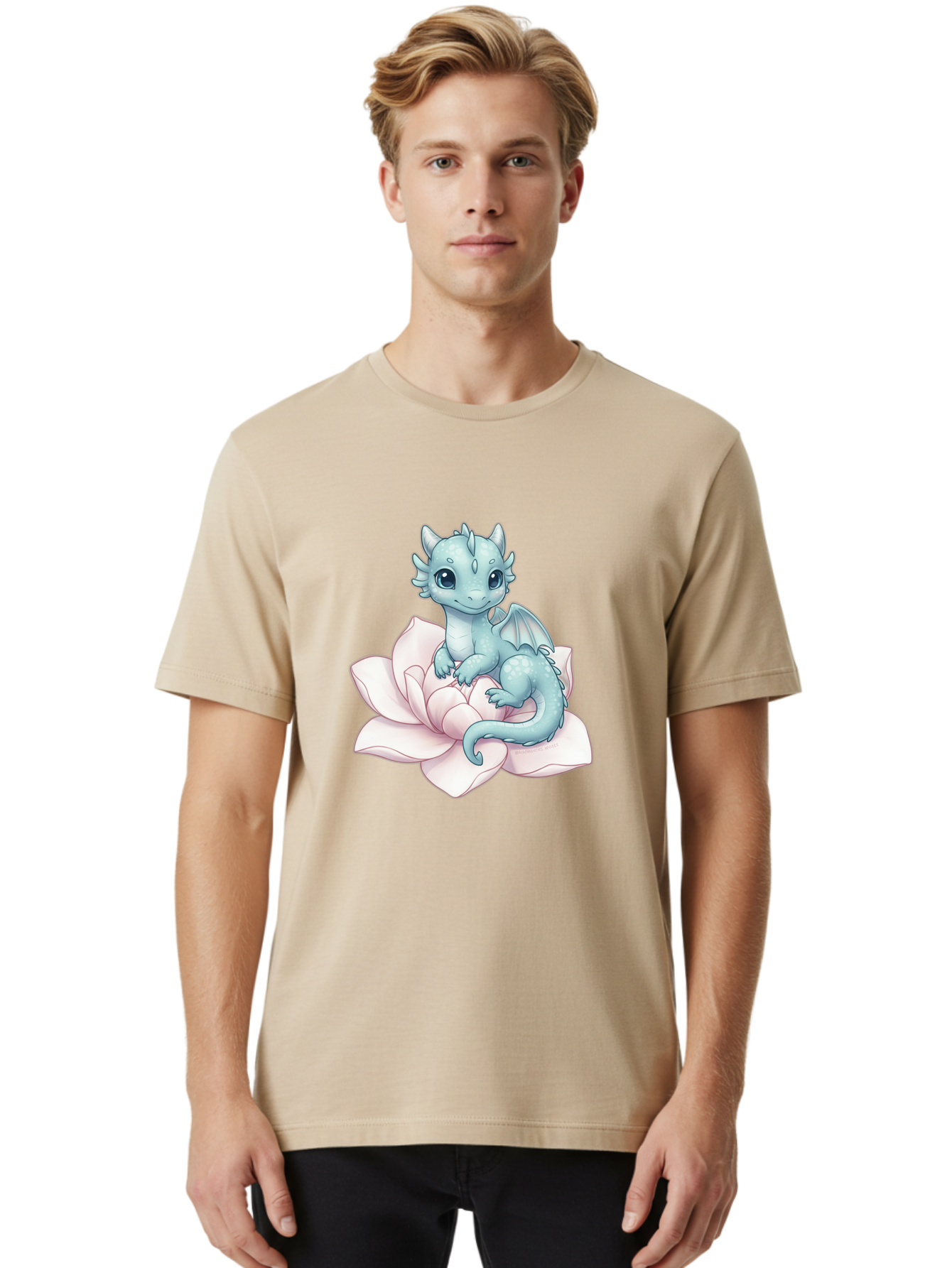 Blue-Dragon-On-Flower-1 Men'S Graphic Tee, 100% Cotton, Comfortable Casual Summer Wear, Machine Washable, Vintage Camera, Old Camera, Antique Camera, Black Camera, Classic Photography, Photography Equipment, Nostalgic Device, Film Camera, Bak077