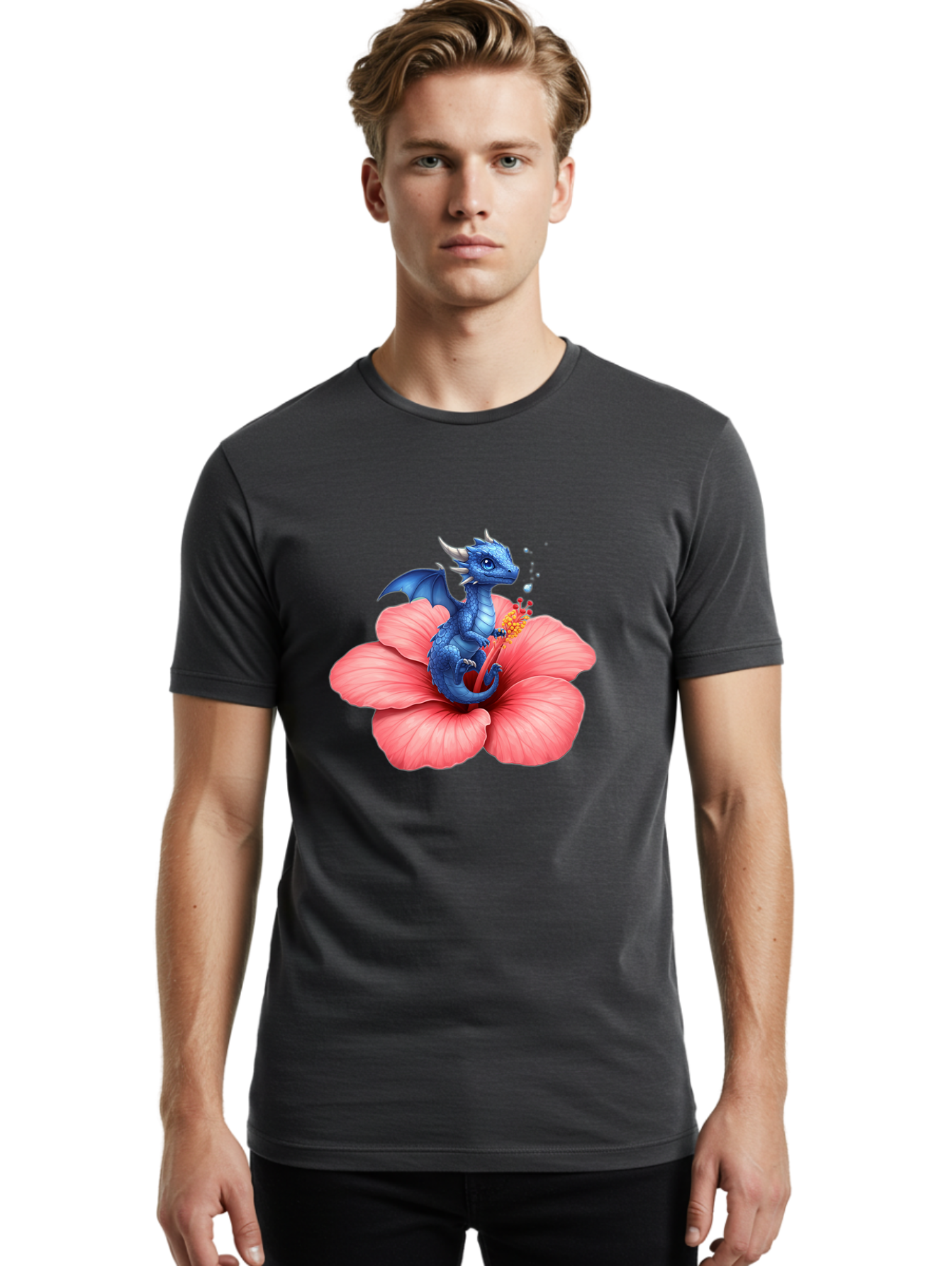 Blue-Dragon-On-Hibiscus-Flower Men'S Graphic Tee, 100% Cotton, Comfortable Casual Summer Wear, Machine Washable, Vintage Camera, Old Camera, Antique Camera, Black Camera, Classic Photography, Photography Equipment, Nostalgic Device, Bak079