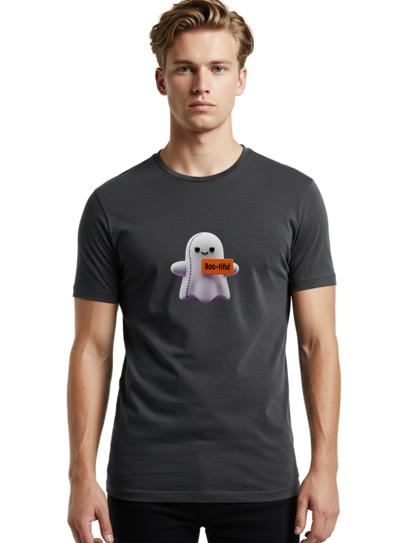 Boo-Tiful-Ghost-1 Men'S Graphic Tee, 100% Cotton, Comfortable Casual Summer Wear, Machine Washable, Vintage Camera, Old Camera, Antique Camera, Black Camera, Classic Photography, Photography Equipment, Nostalgic Device, Film Camera, Camera Art Bak093