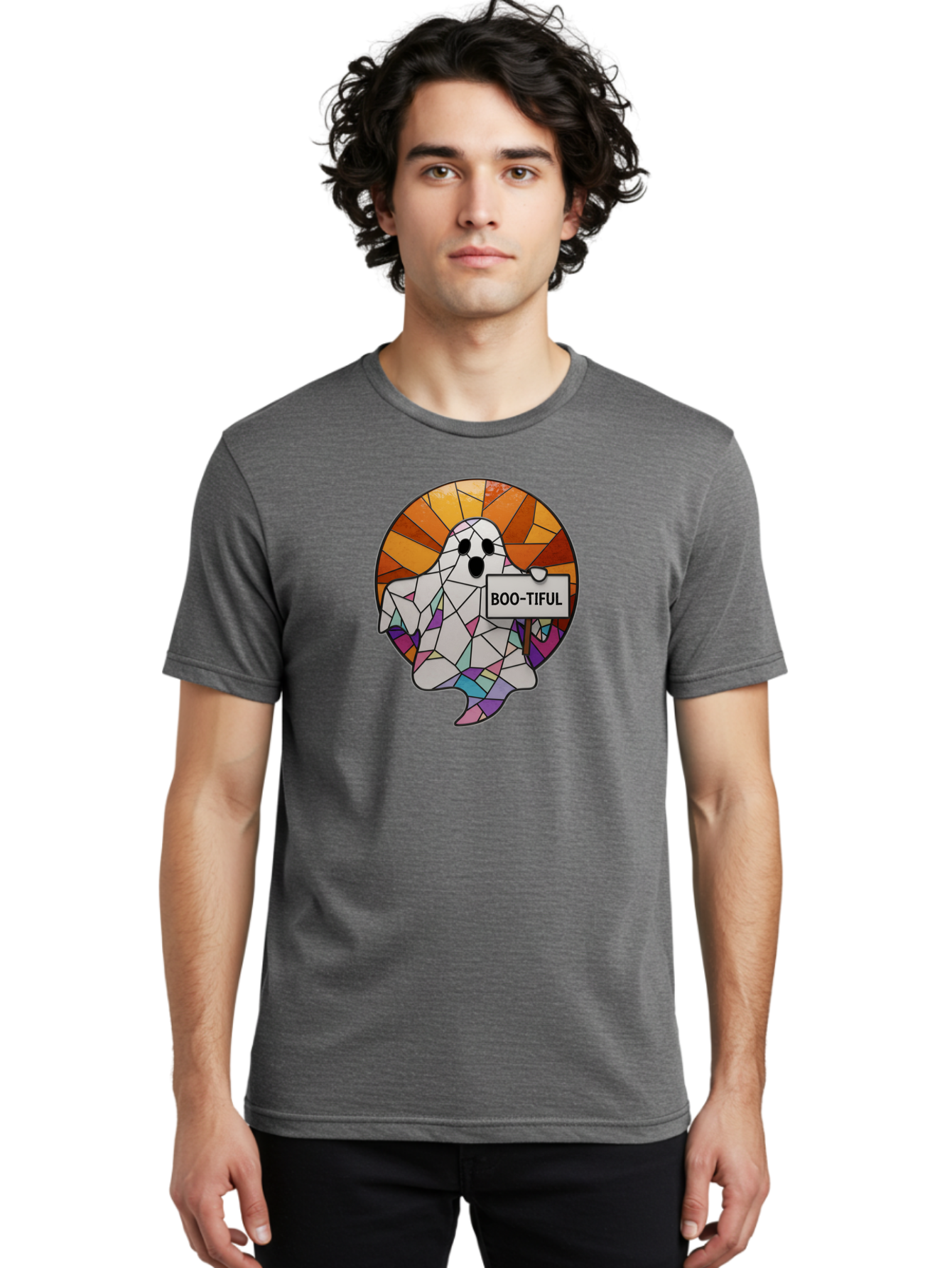 Boo-Tiful-Ghost-2 Men'S Graphic Tee, 100% Cotton, Comfortable Casual Summer Wear, Machine Washable, Vintage Camera, Old Camera, Antique Camera, Black Camera, Classic Photography, Photography Equipment, Nostalgic Device, Film Camera, Camera Art Bak094