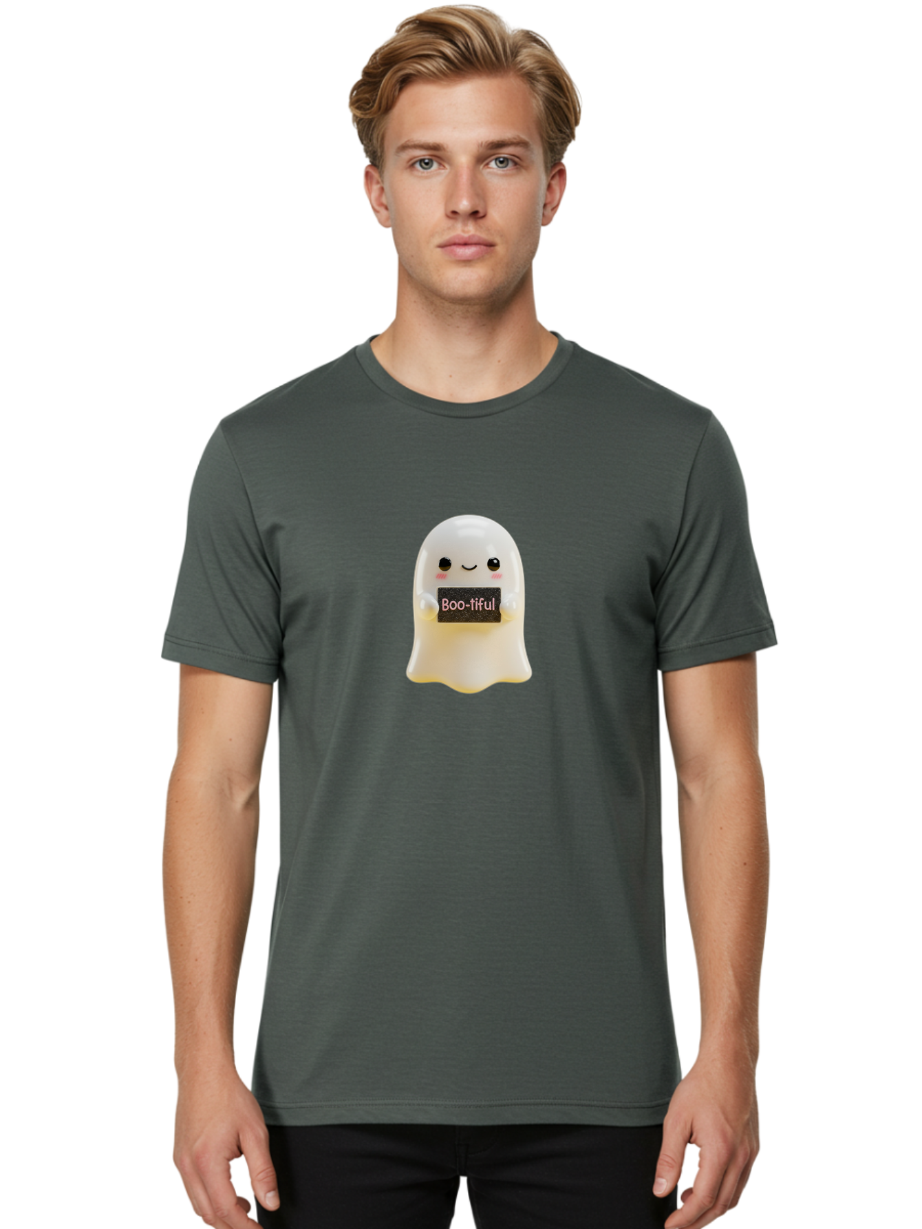 Boo-Tiful-Ghost Men'S Graphic Tee, 100% Cotton, Comfortable Casual Summer Wear, Machine Washable, Vintage Camera, Old Camera, Antique Camera, Black Camera, Classic Photography, Photography Equipment, Nostalgic Device, Film Camera, Camera Art Bak099