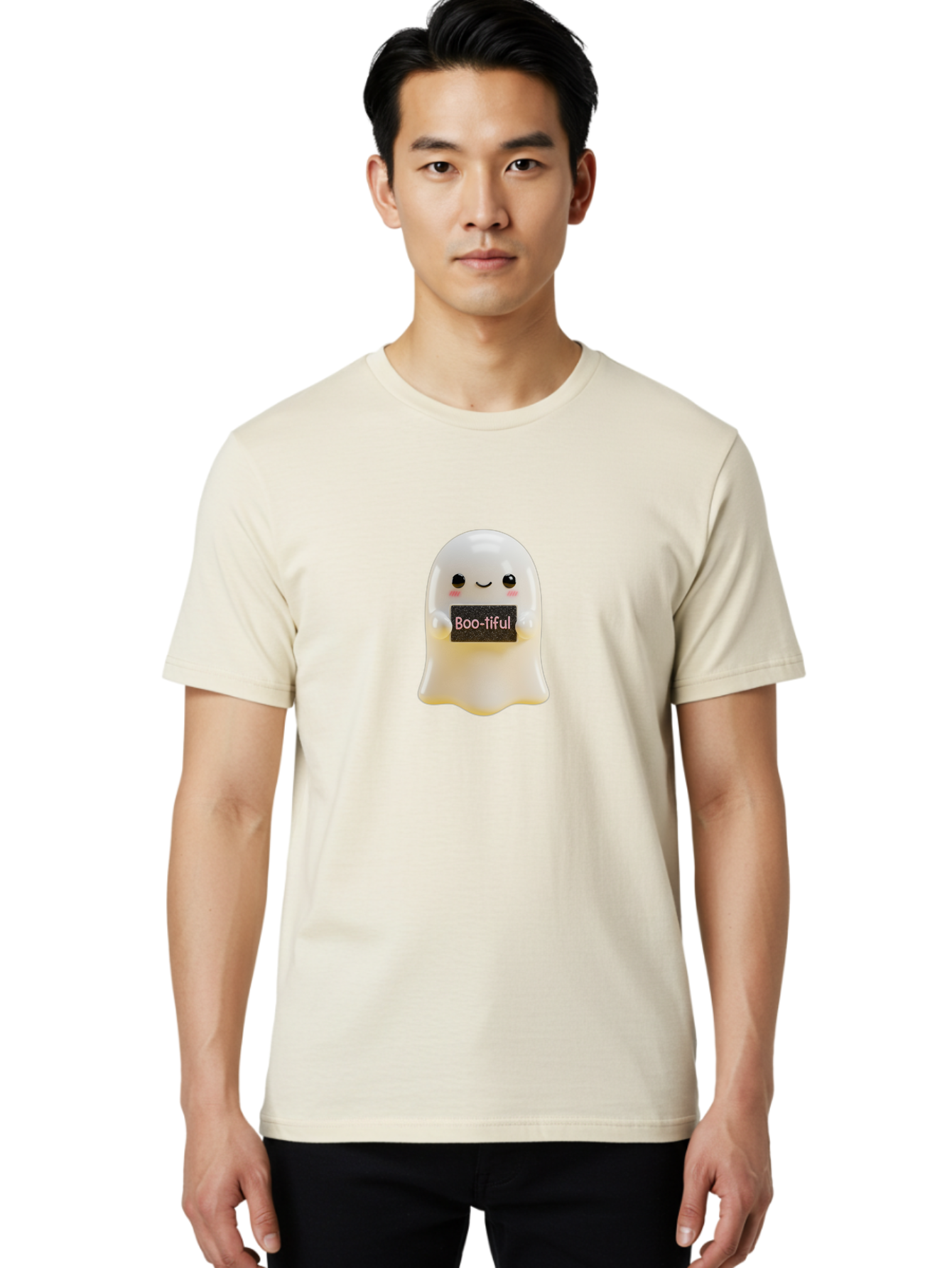 Boo-Tiful-Ghost Men'S Graphic Tee, 100% Cotton, Comfortable Casual Summer Wear, Machine Washable, Vintage Camera, Old Camera, Antique Camera, Black Camera, Classic Photography, Photography Equipment, Nostalgic Device, Film Camera, Camera Art Bak099