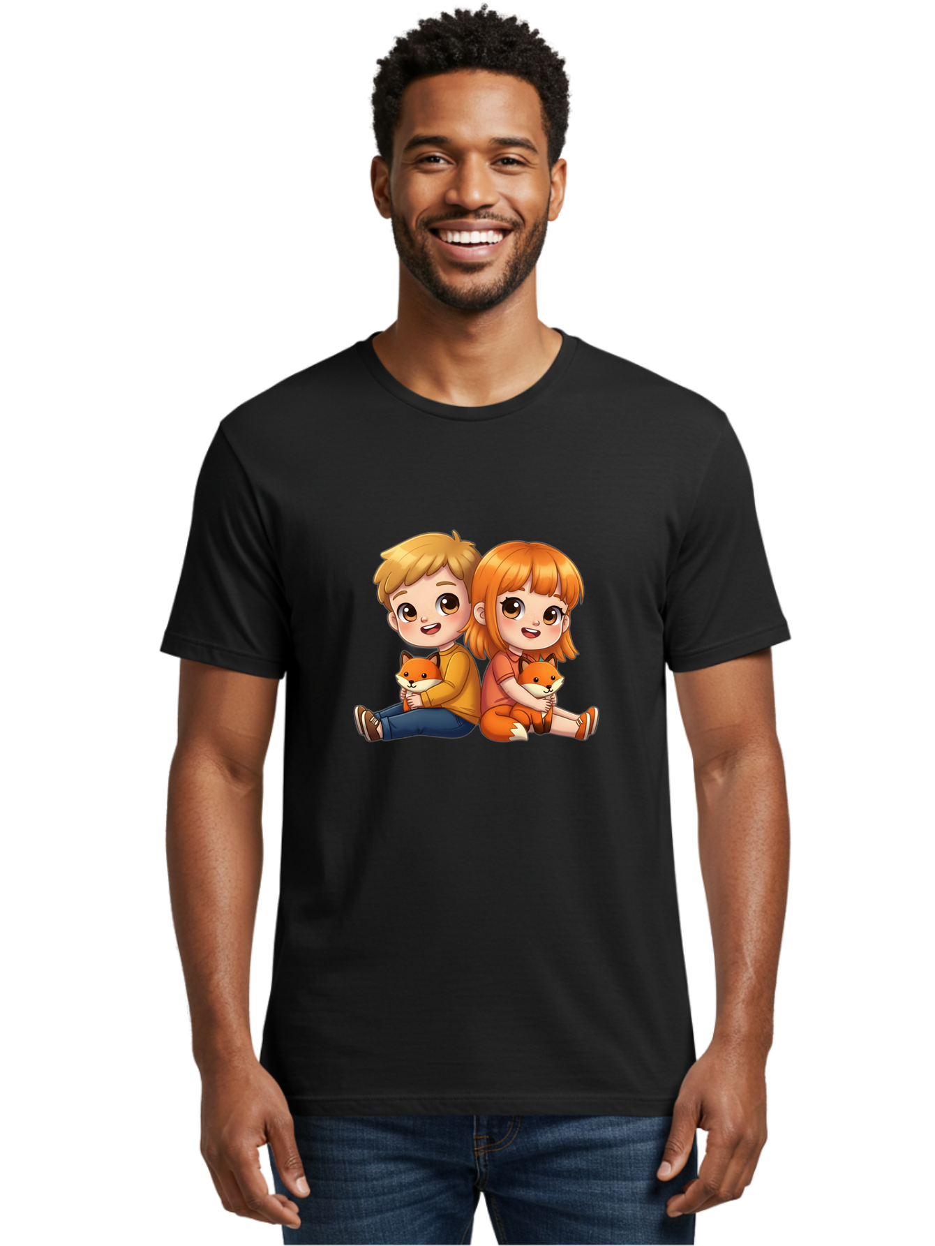 Boy-And-Girl-With-Foxes Men'S Graphic Tee, 100% Cotton, Comfortable Casual Summer Wear, Machine Washable, Vintage Camera, Old Camera, Antique Camera, Black Camera, Classic Photography, Photography Equipment, Nostalgic Device, Film Camera, Bak104