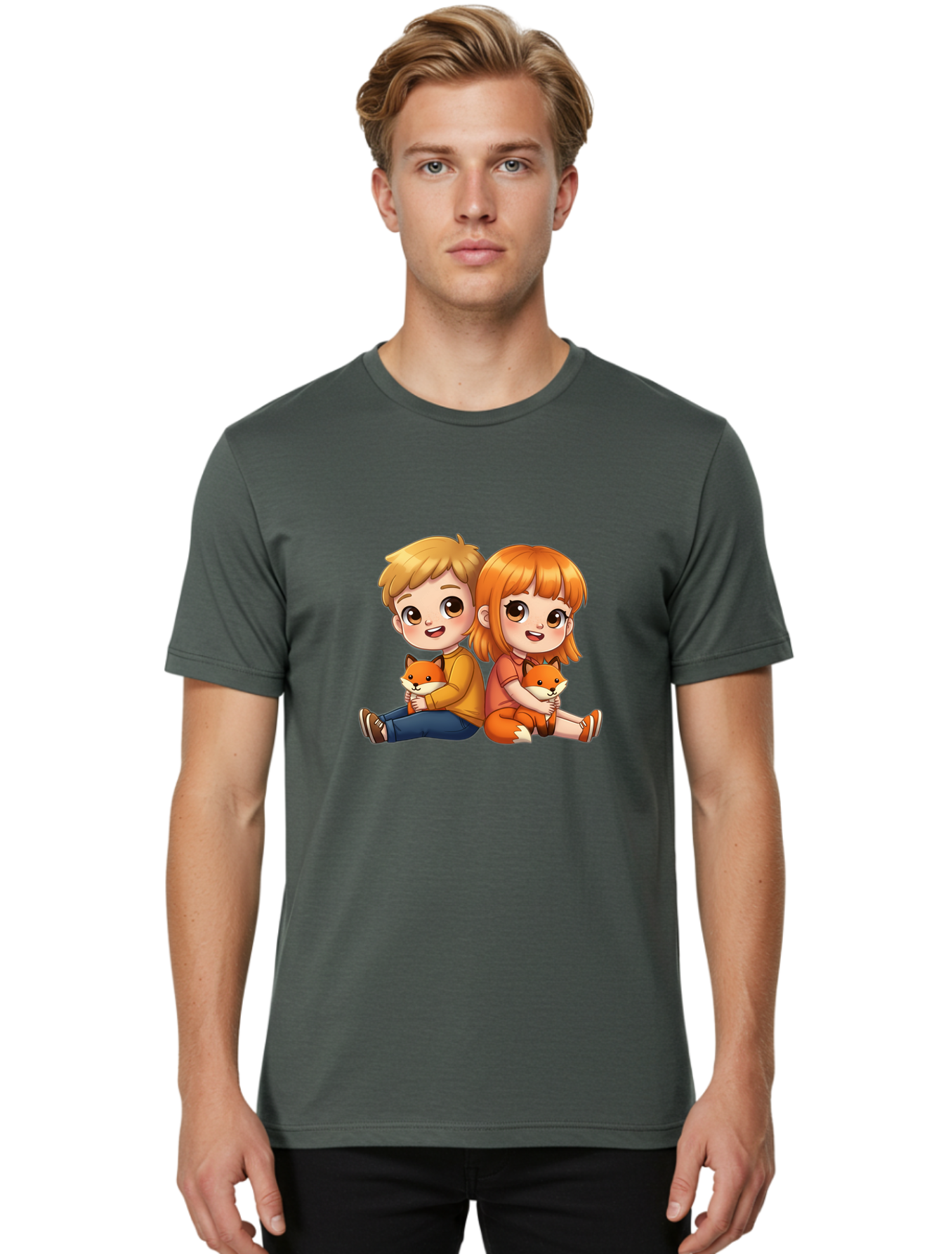 Boy-And-Girl-With-Foxes Men'S Graphic Tee, 100% Cotton, Comfortable Casual Summer Wear, Machine Washable, Vintage Camera, Old Camera, Antique Camera, Black Camera, Classic Photography, Photography Equipment, Nostalgic Device, Film Camera, Bak104