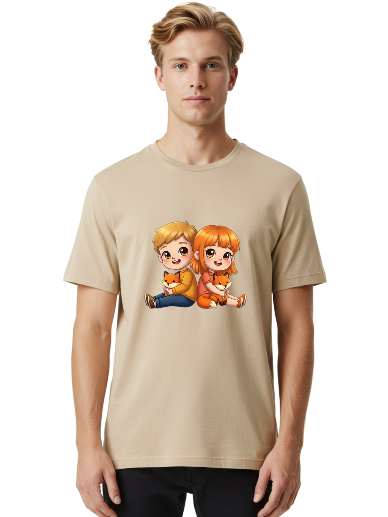 Boy-And-Girl-With-Foxes Men'S Graphic Tee, 100% Cotton, Comfortable Casual Summer Wear, Machine Washable, Vintage Camera, Old Camera, Antique Camera, Black Camera, Classic Photography, Photography Equipment, Nostalgic Device, Film Camera, Bak104