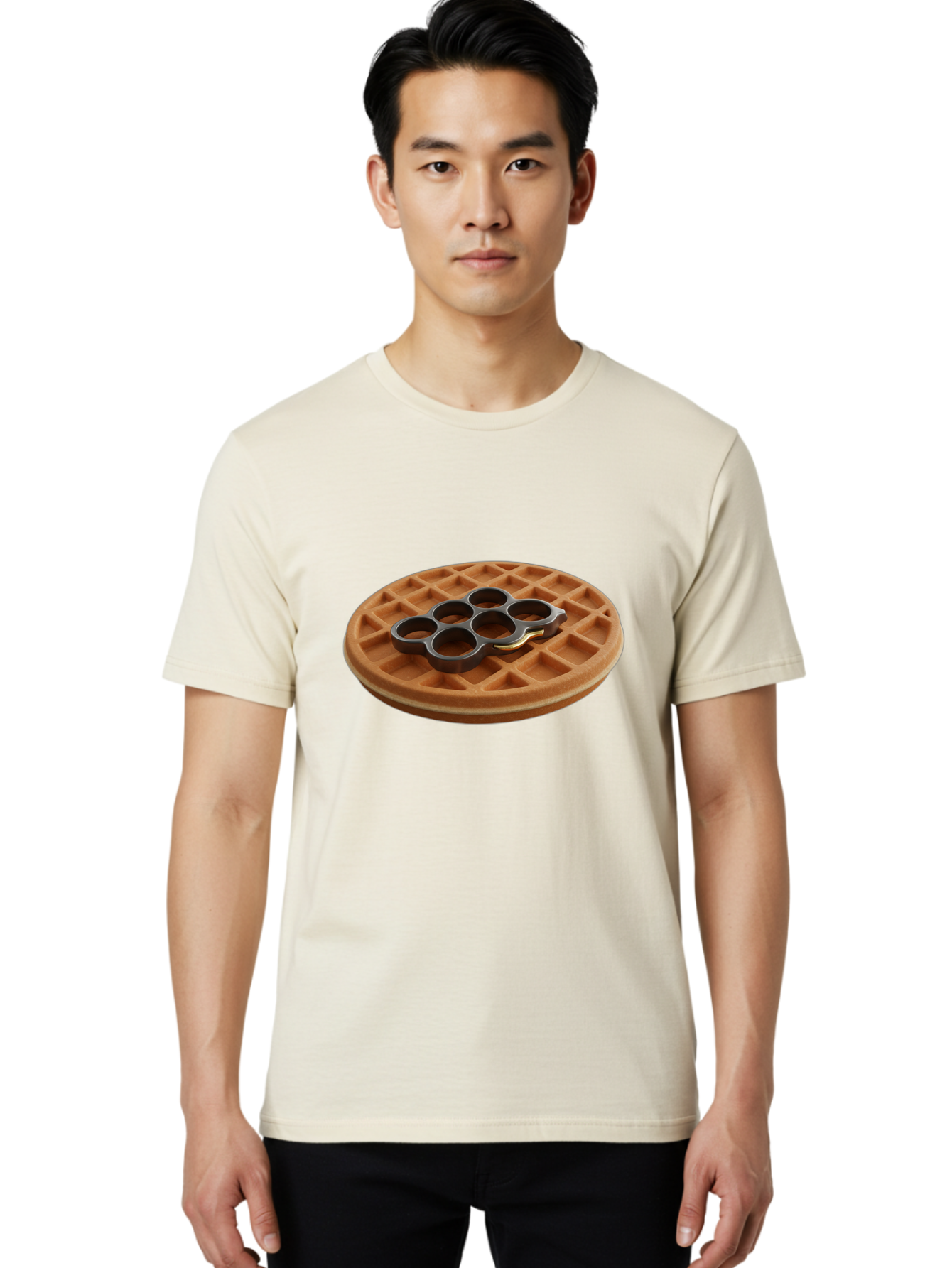 Brass-Knuckle-Waffle Men'S Graphic Tee, 100% Cotton, Comfortable Casual Summer Wear, Machine Washable, Vintage Camera, Old Camera, Antique Camera, Black Camera, Classic Photography, Photography Equipment, Nostalgic Device, Film Camera, Bak111
