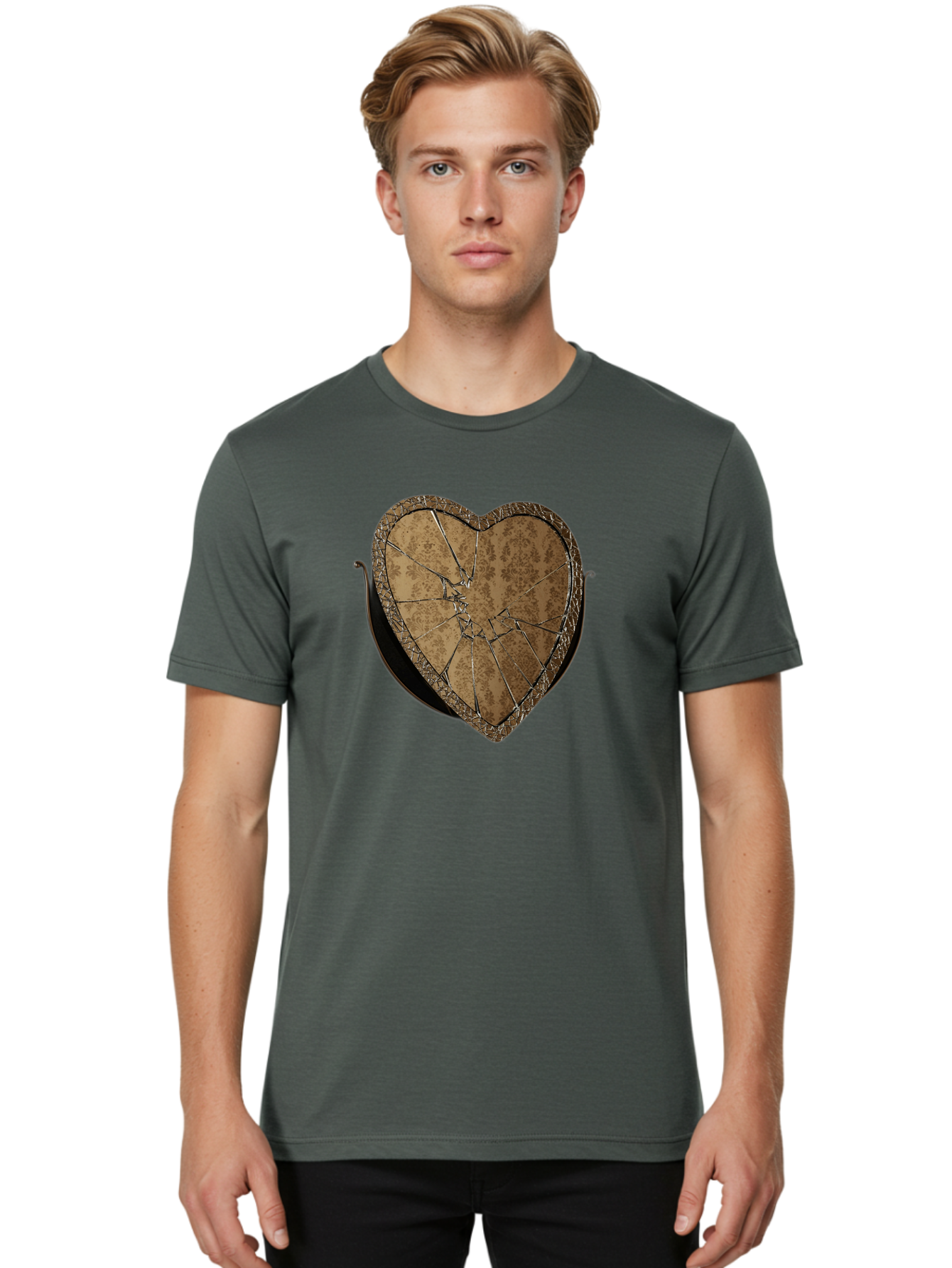 Broken-Heart-2 Men'S Graphic Tee, 100% Cotton, Comfortable Casual Summer Wear, Machine Washable, Vintage Camera, Old Camera, Antique Camera, Black Camera, Classic Photography, Photography Equipment, Nostalgic Device, Film Camera, Camera Art Bak125