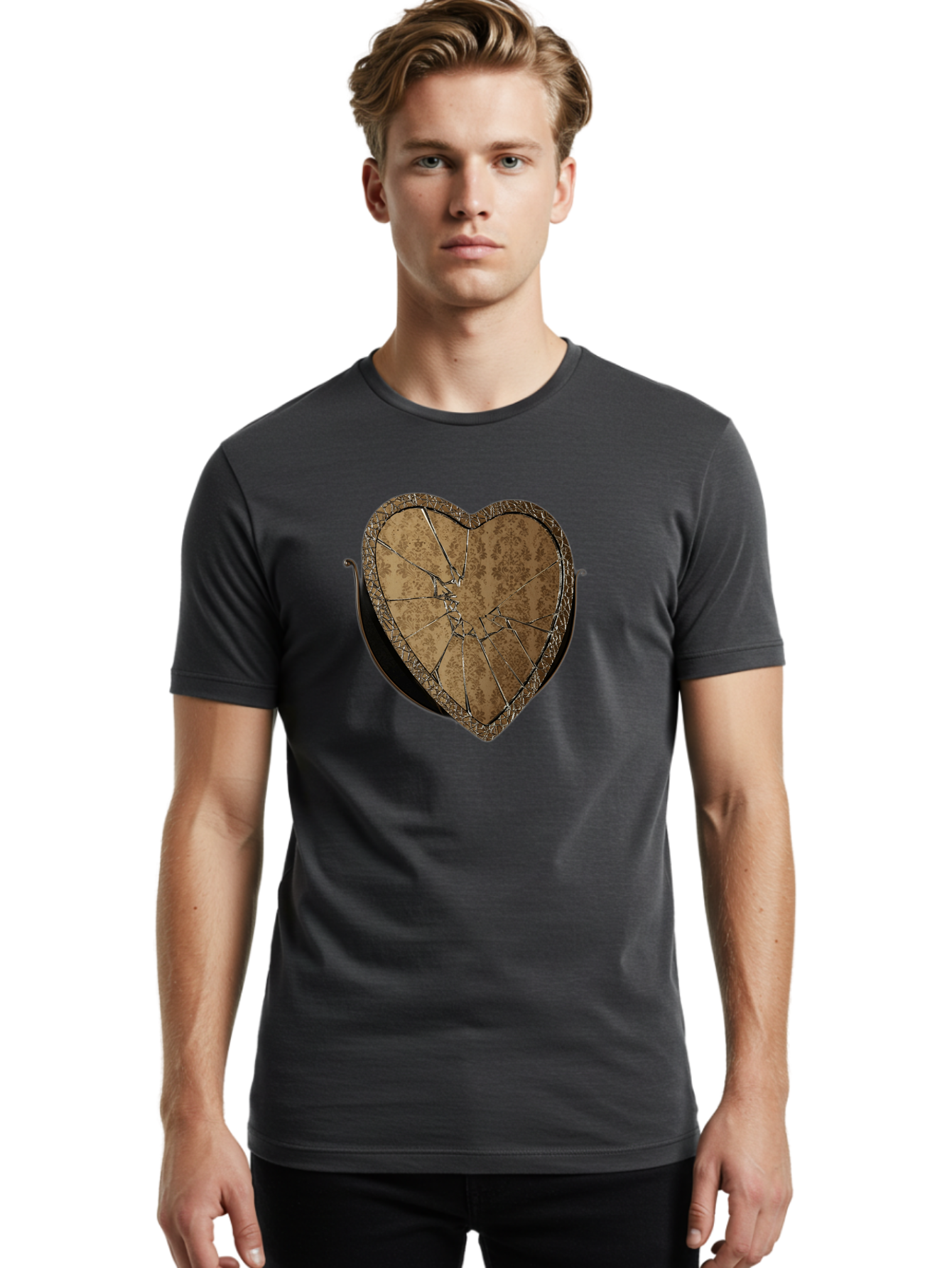Broken-Heart-2 Men'S Graphic Tee, 100% Cotton, Comfortable Casual Summer Wear, Machine Washable, Vintage Camera, Old Camera, Antique Camera, Black Camera, Classic Photography, Photography Equipment, Nostalgic Device, Film Camera, Camera Art Bak125