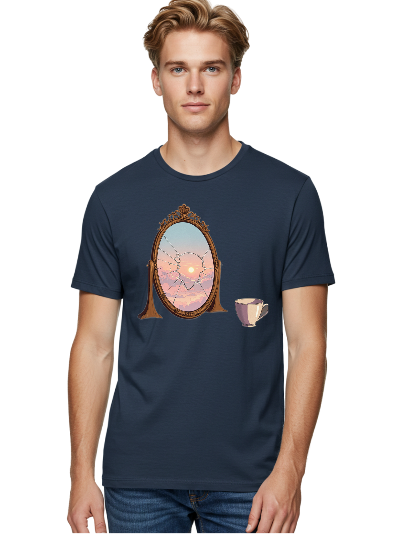 Broken-Mirror-1 Men'S Graphic Tee, 100% Cotton, Comfortable Casual Summer Wear, Machine Washable, Vintage Camera, Old Camera, Antique Camera, Black Camera, Classic Photography, Photography Equipment, Nostalgic Device, Film Camera, Camera Art Bak129