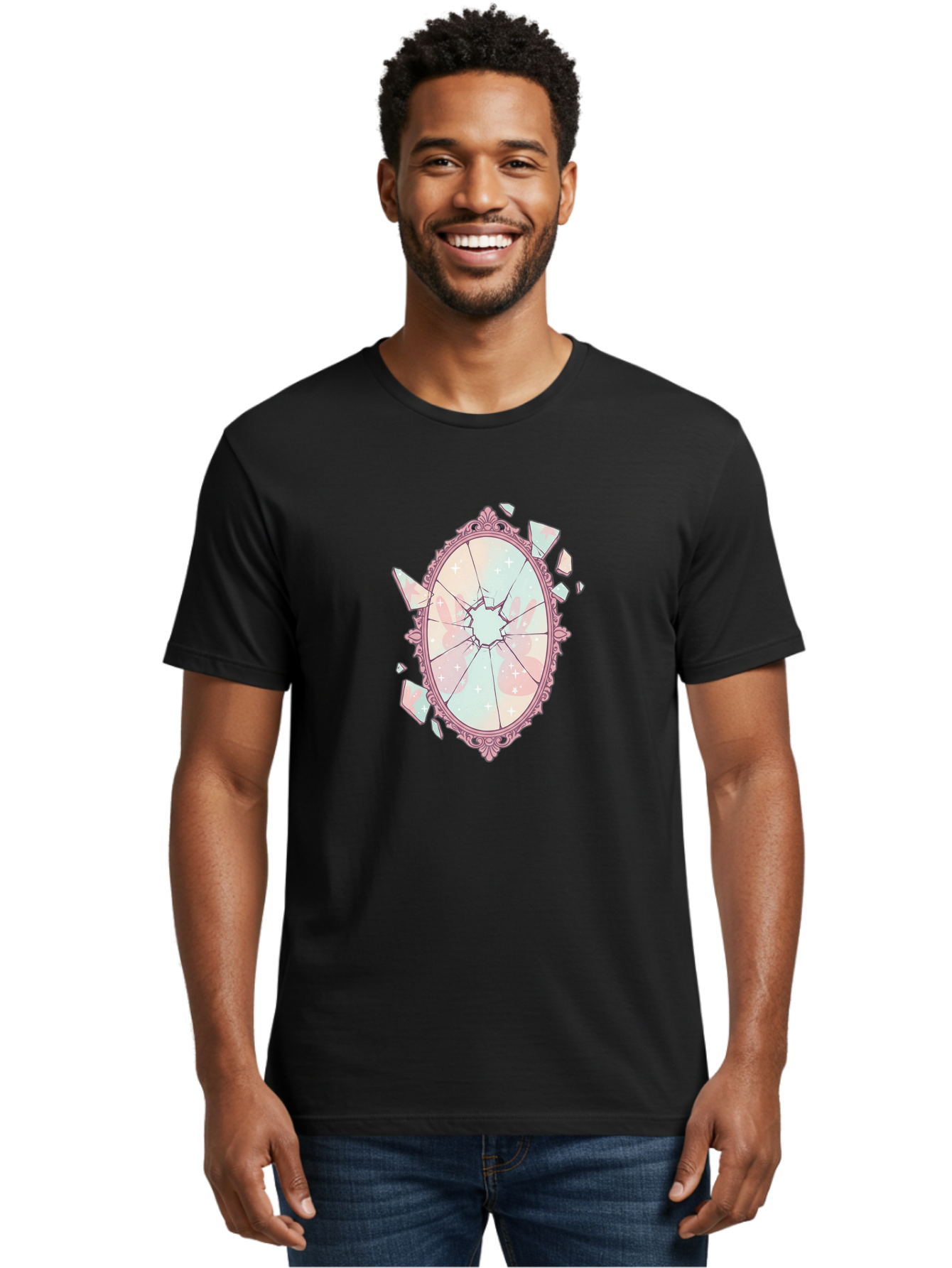 Broken-Mirror-2 Men'S Graphic Tee, 100% Cotton, Comfortable Casual Summer Wear, Machine Washable, Vintage Camera, Old Camera, Antique Camera, Black Camera, Classic Photography, Photography Equipment, Nostalgic Device, Film Camera, Camera Art Bak130