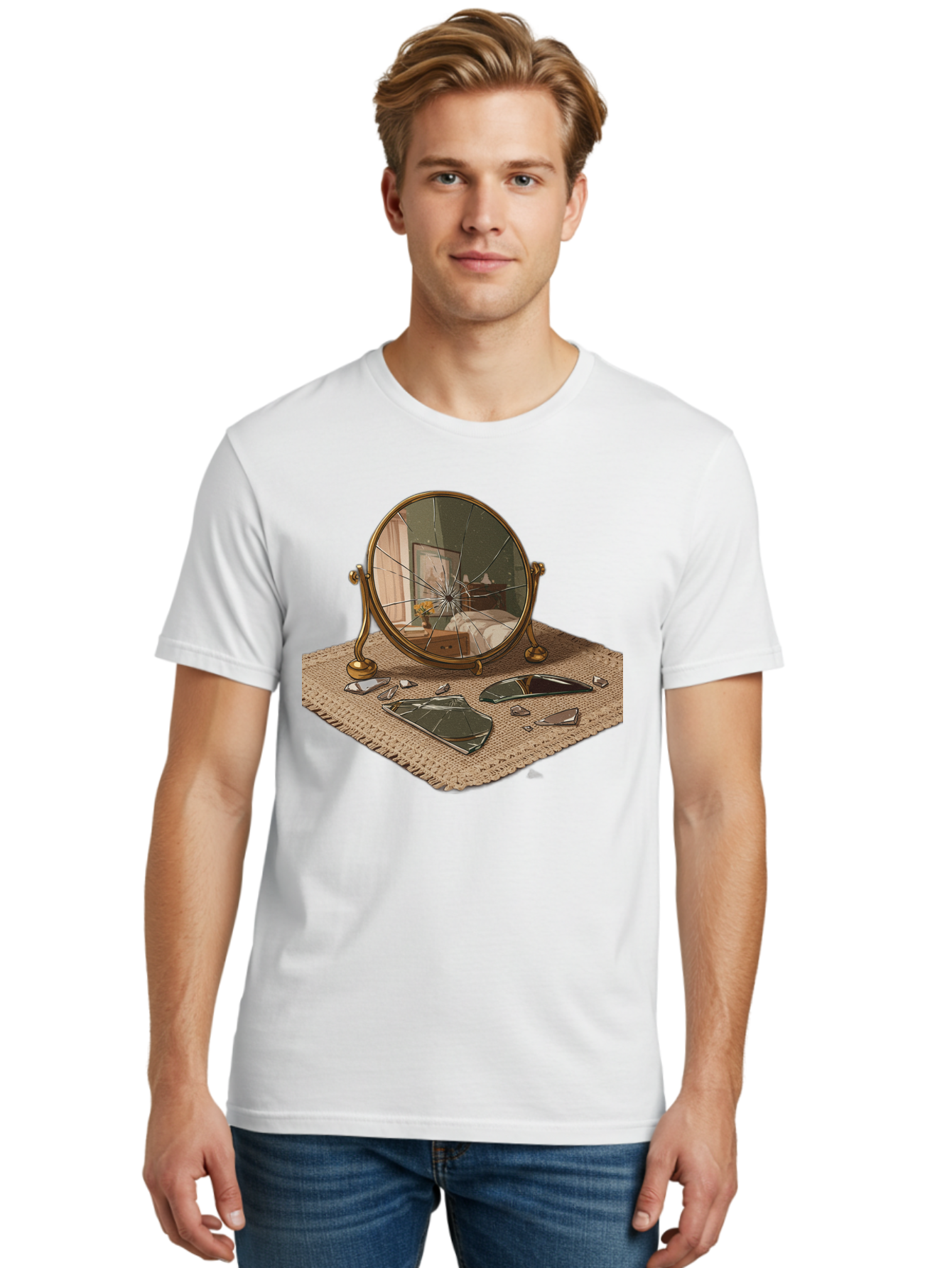 Broken-Mirror-3 Men'S Graphic Tee, 100% Cotton, Comfortable Casual Summer Wear, Machine Washable, Vintage Camera, Old Camera, Antique Camera, Black Camera, Classic Photography, Photography Equipment, Nostalgic Device, Film Camera, Camera Art Bak131